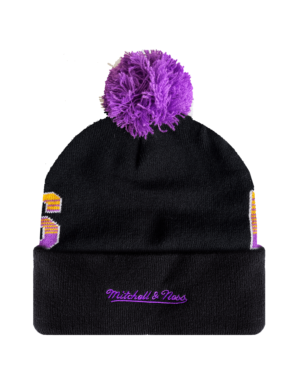 Los Angeles Lakers Mitchell & Ness NBA Burst Knit Beanie - Black