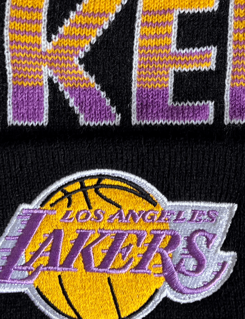 Los Angeles Lakers Mitchell & Ness NBA Burst Knit Beanie - Black