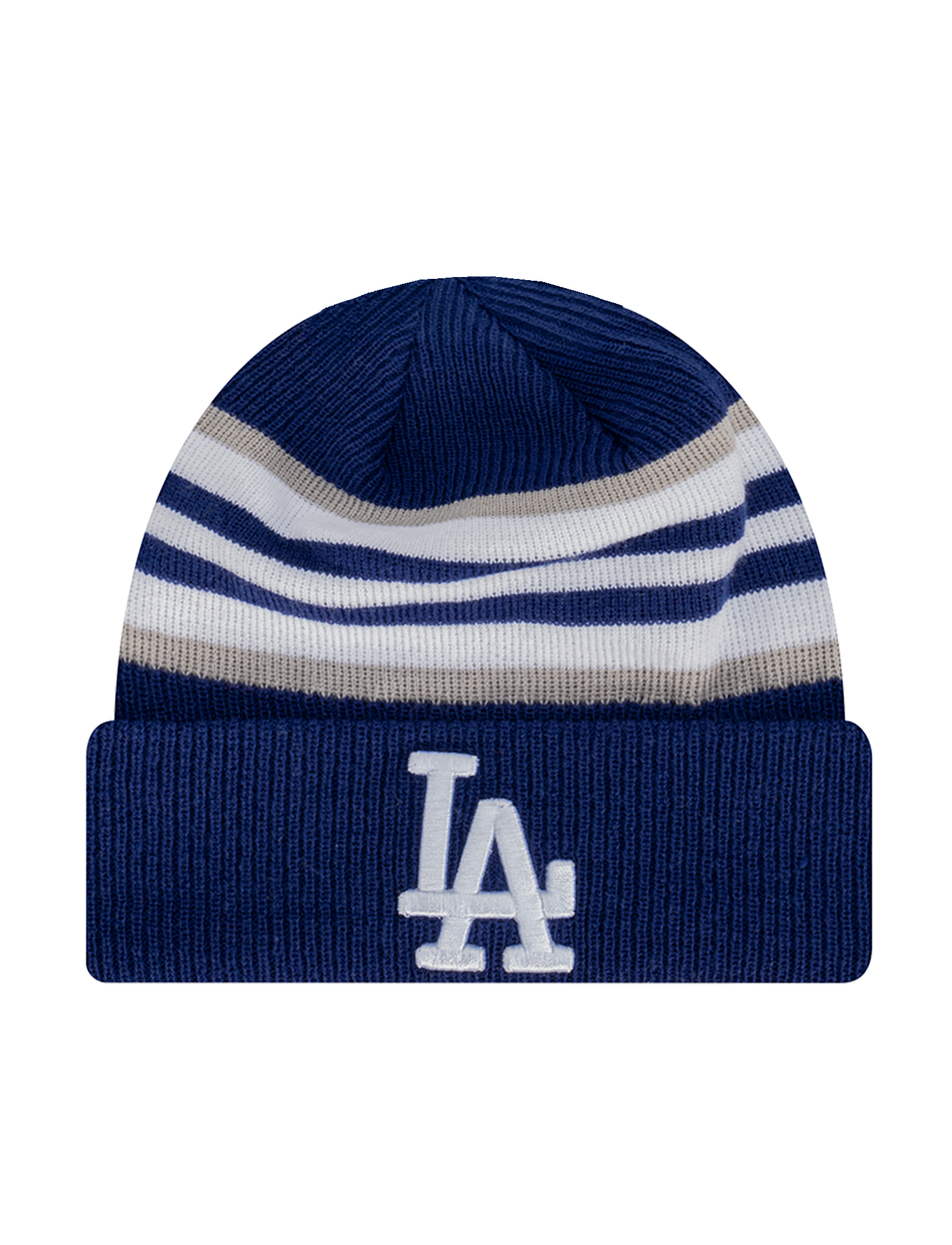Los Angeles Dodgers New Era MLB Stripe Pomless Hit Knit Beanie - Blue
