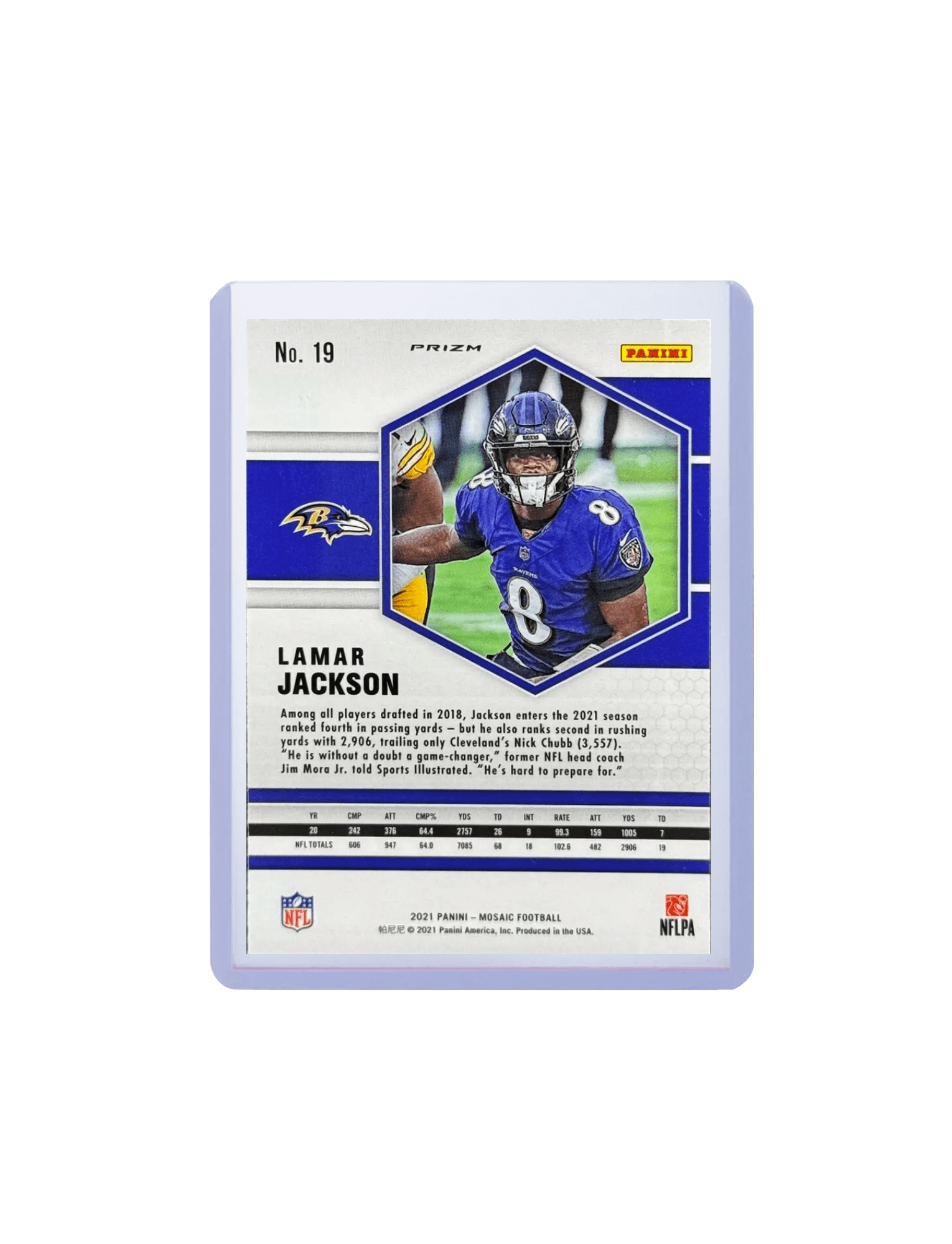 Lamar Jackson Baltimore Ravens Panini NFL Mosaic 21 Pink Camo Card