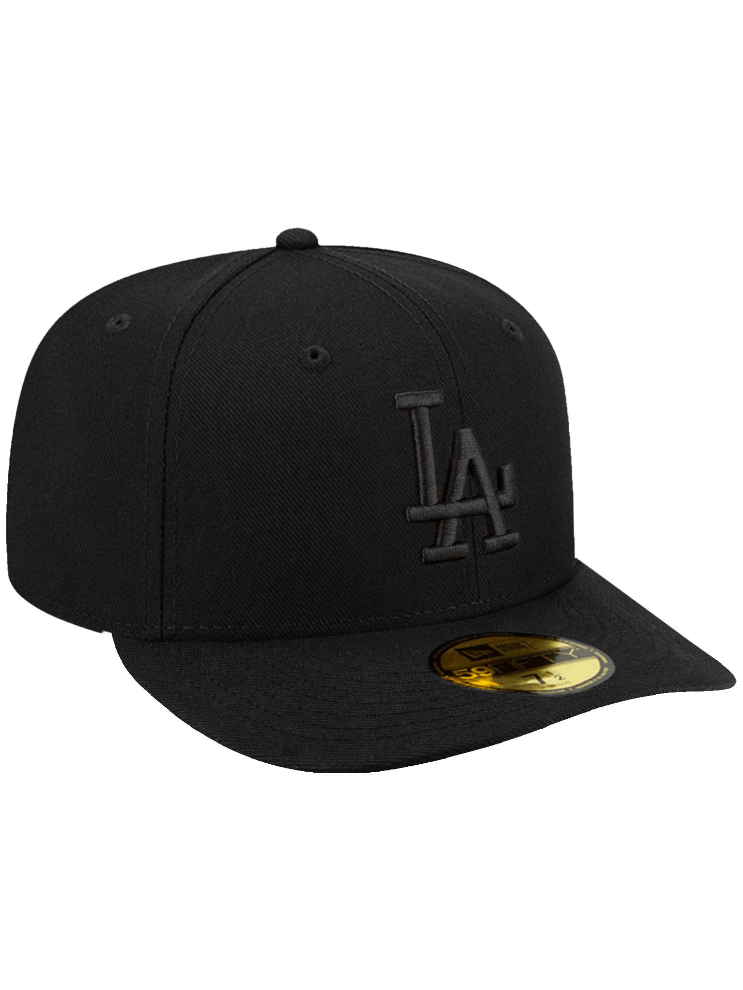 Los Angeles Dodgers New Era MLB Black On Black 59FIFTY Pre-Curved Fitted Hat - Black