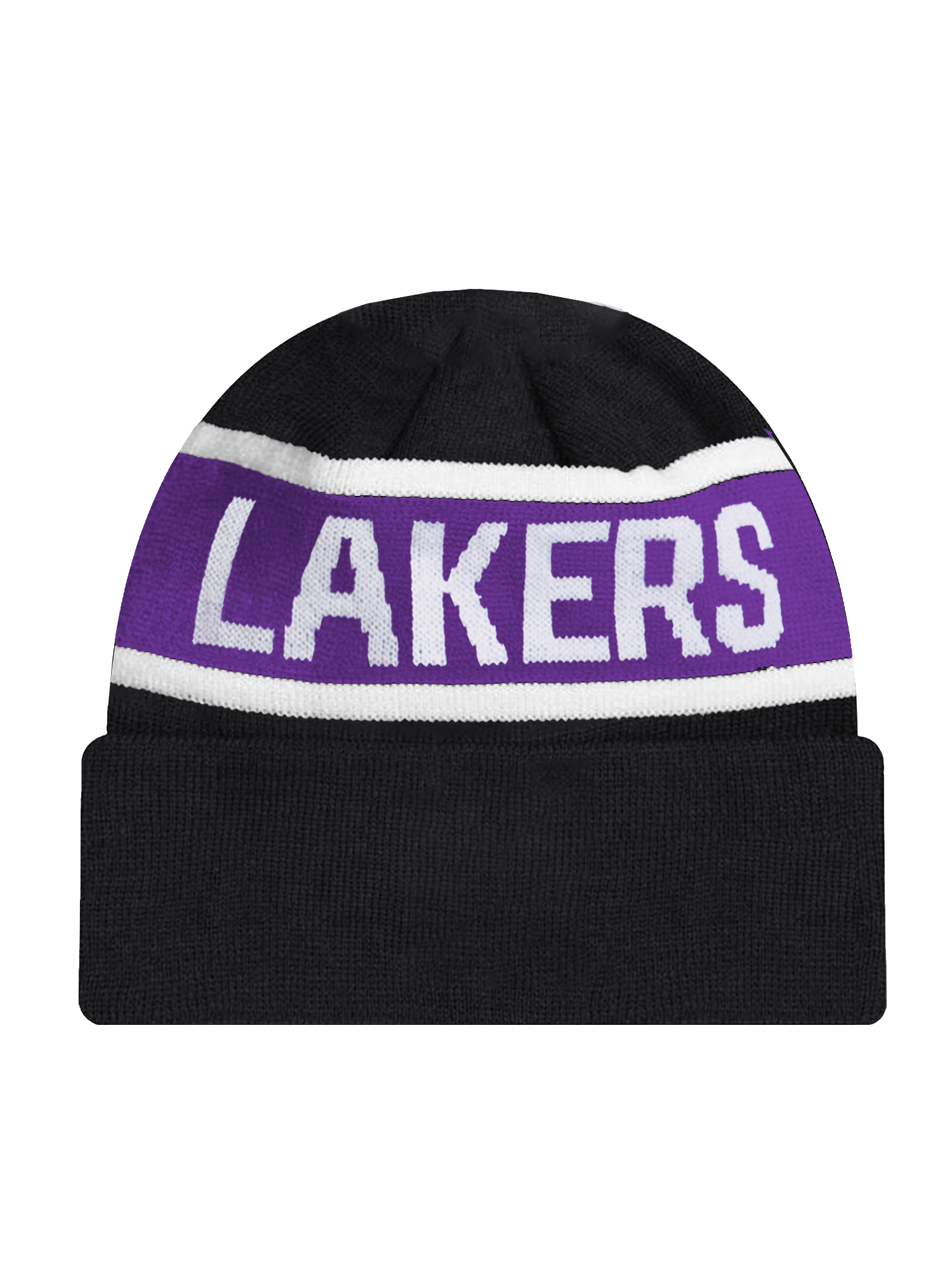 Los Angeles Lakers New Era NBA Spell Out Pomless Knit Beanie - Black