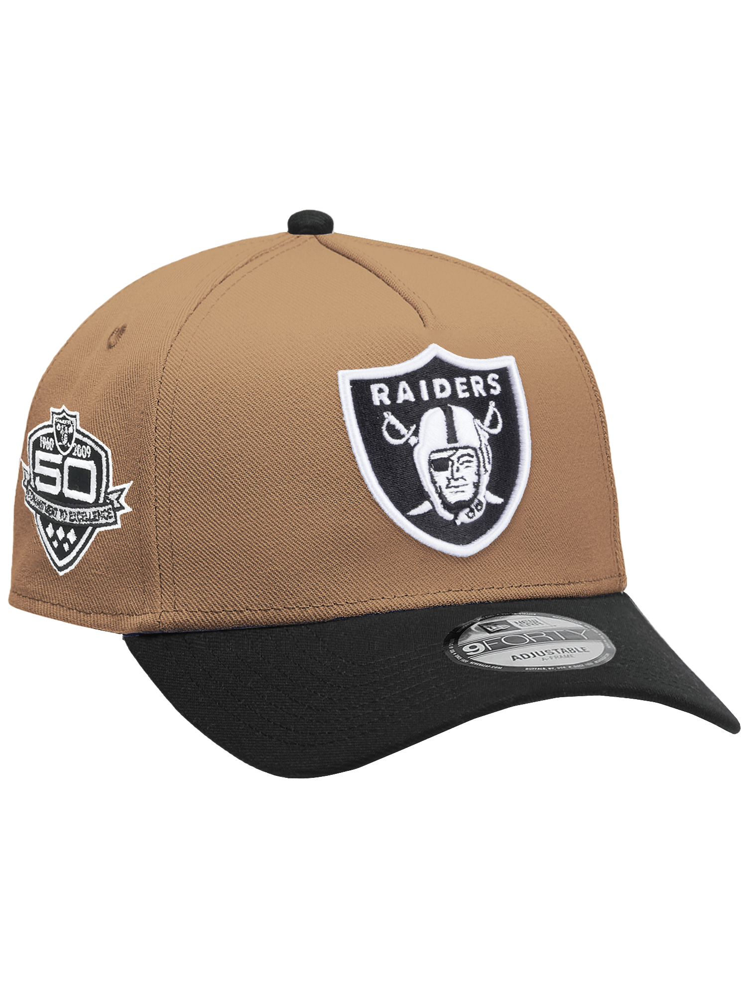 Las Vegas Raiders New Era NFL Team 2T 9FORTY A-Frame Snapback Hat - Khaki