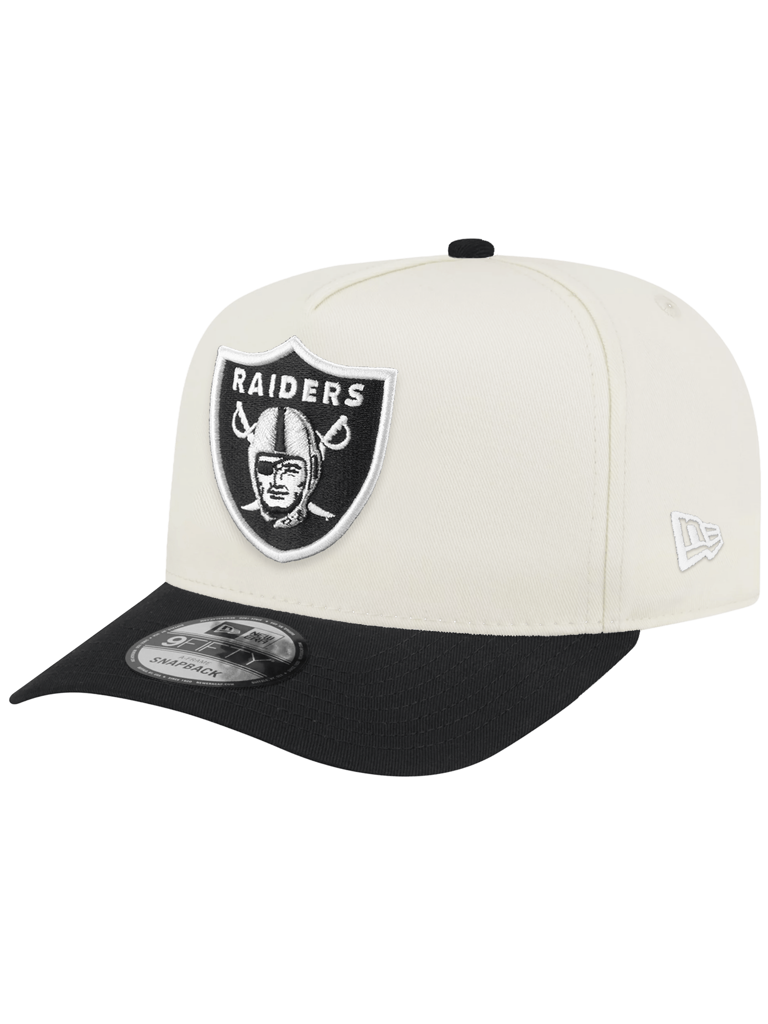 Las Vegas Raiders New Era NFL Team 2T 9FIFTY A-Frame Pre-Curved Snapback Hat - Chrome