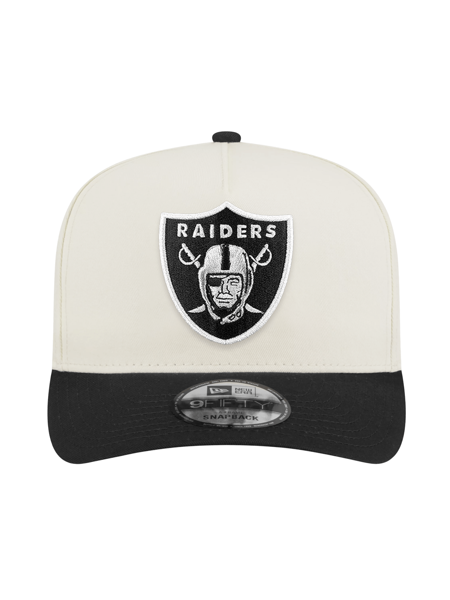 Las Vegas Raiders New Era NFL Team 2T 9FIFTY A-Frame Pre-Curved Snapback Hat - Chrome