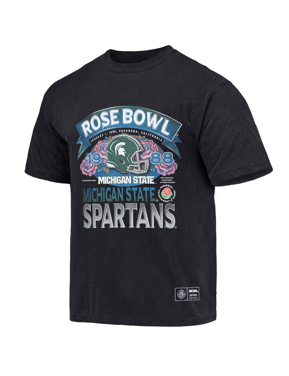 Michigan State Spartans NCAA 88 Rose Bowl Vintage T-Shirt - Faded Black