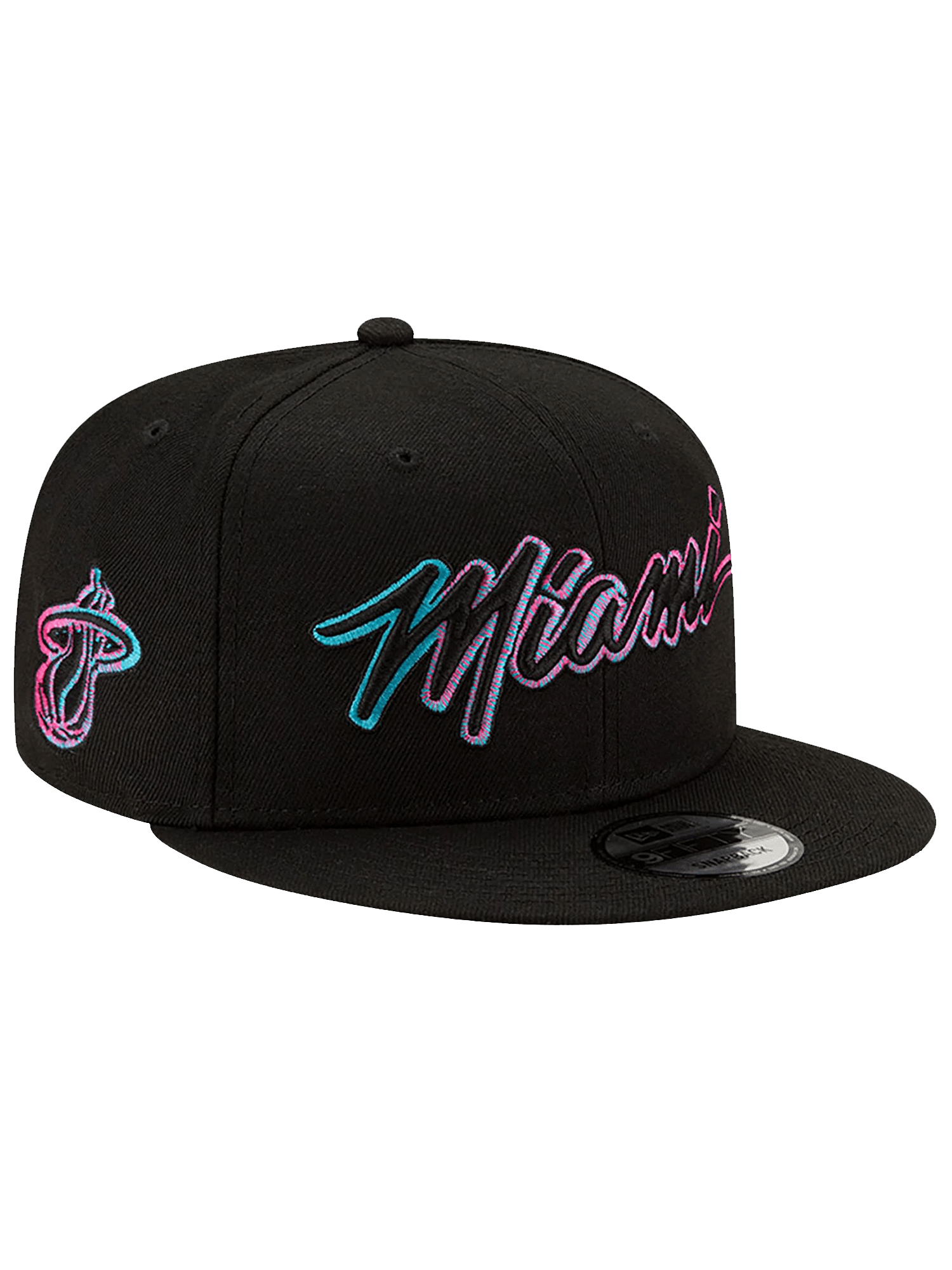 Miami Heat New Era NBA City Script Outline 9FIFTY Snapback Hat - Black