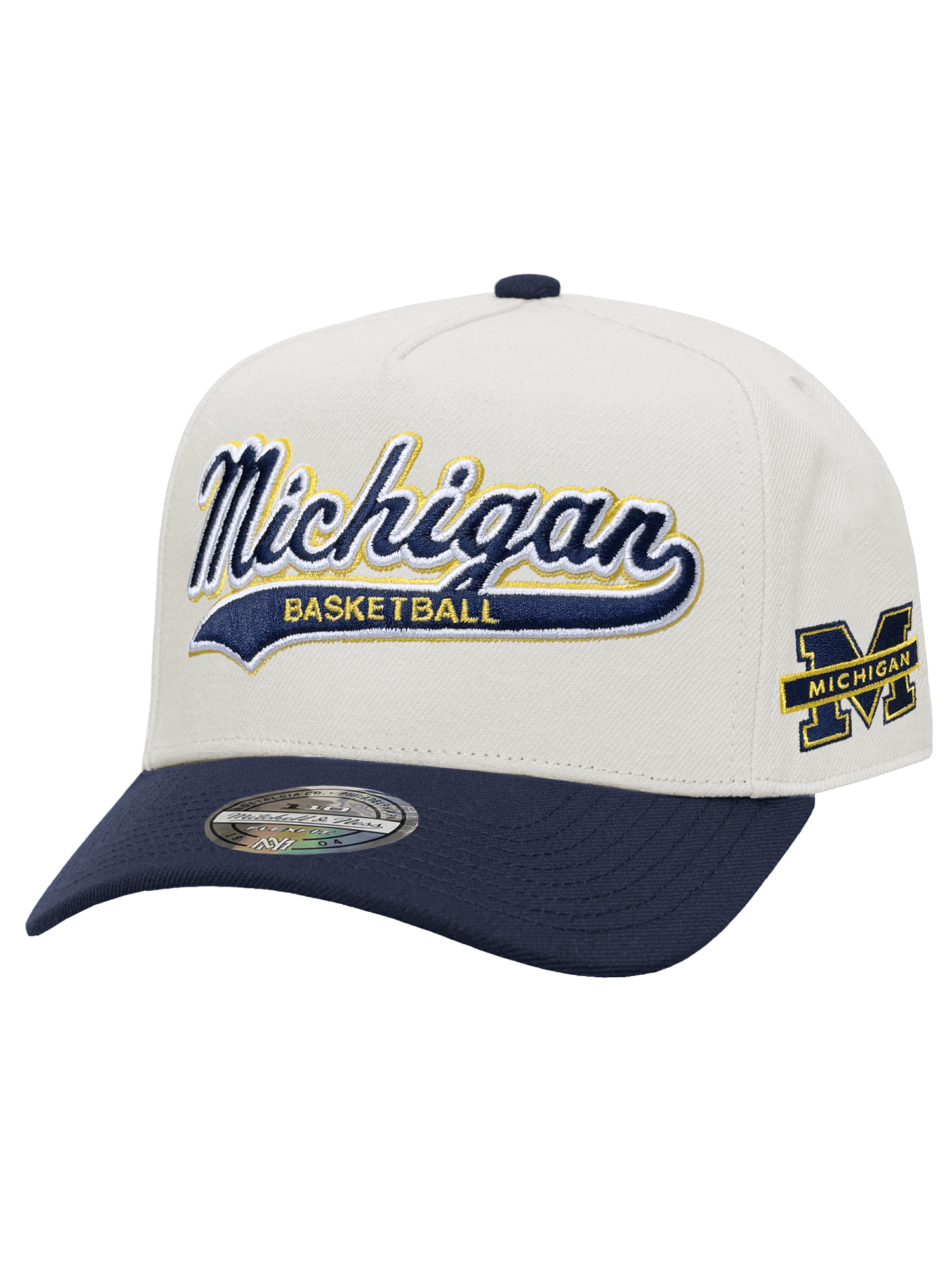 Michigan Wolverines Mitchell & Ness NCAA 2T Tailsweep 110 Flex Snapback Hat - Off White