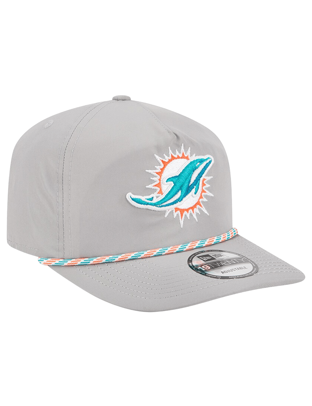 Miami Dolphins New Era NFL Team Rope 19TWENTY Pre-Curved Snapback Hat - Grey