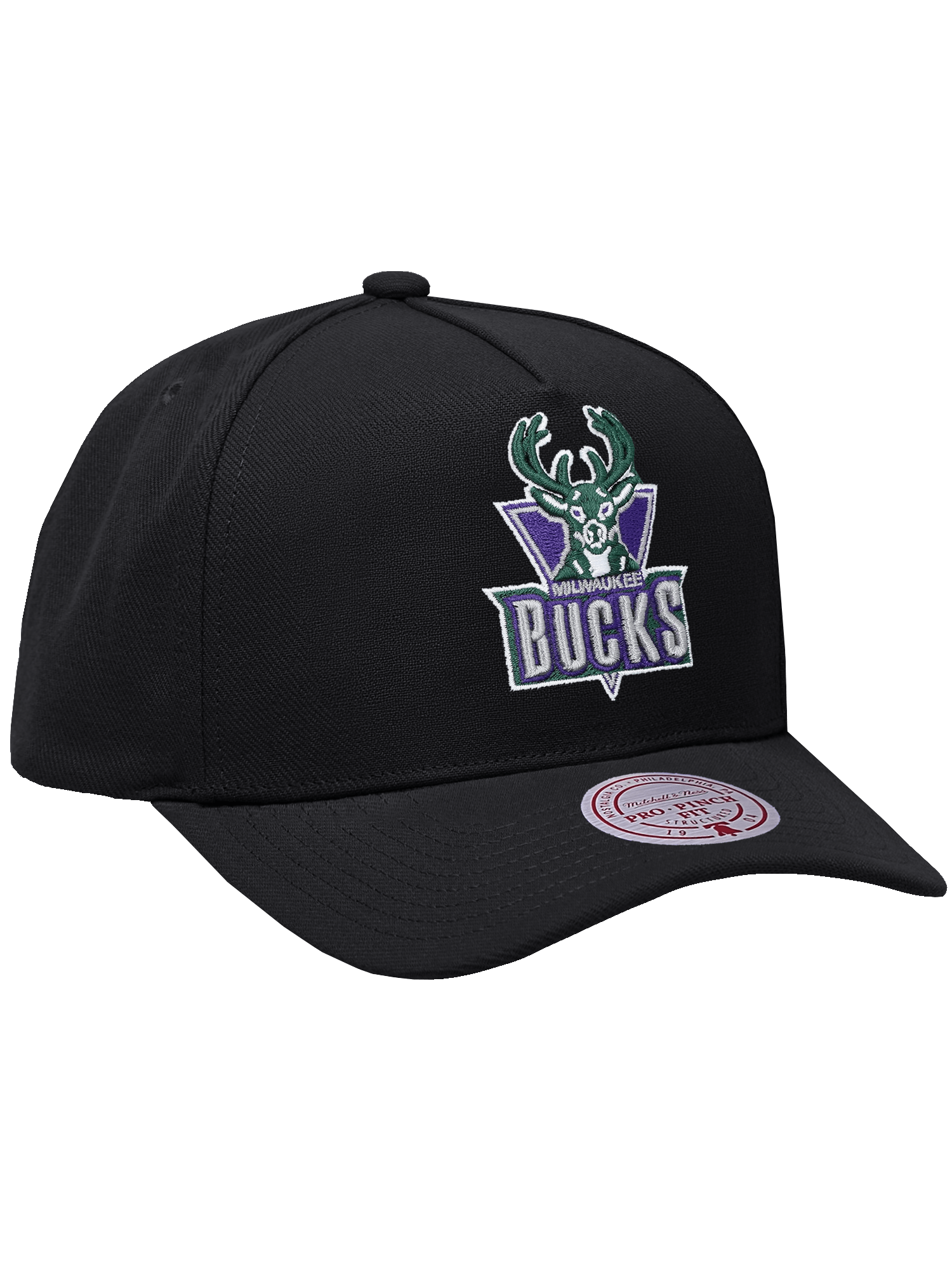Milwaukee Bucks Mitchell & Ness NBA HWC Pro Pinch Snapback Hat - Black