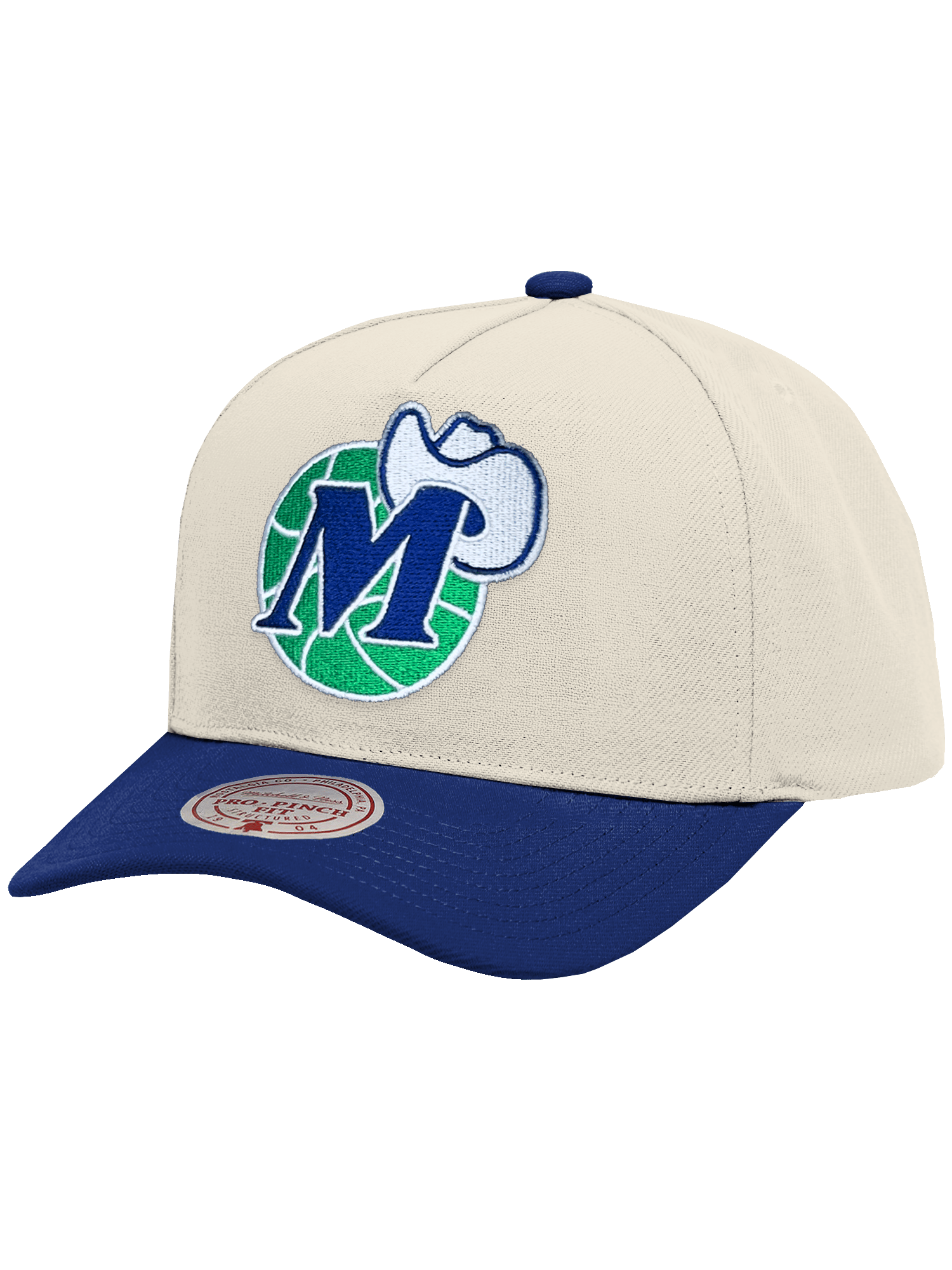 Dallas Mavericks Mitchell & Ness NBA HWC 2T Pro Pinch Snapback Hat - Cream