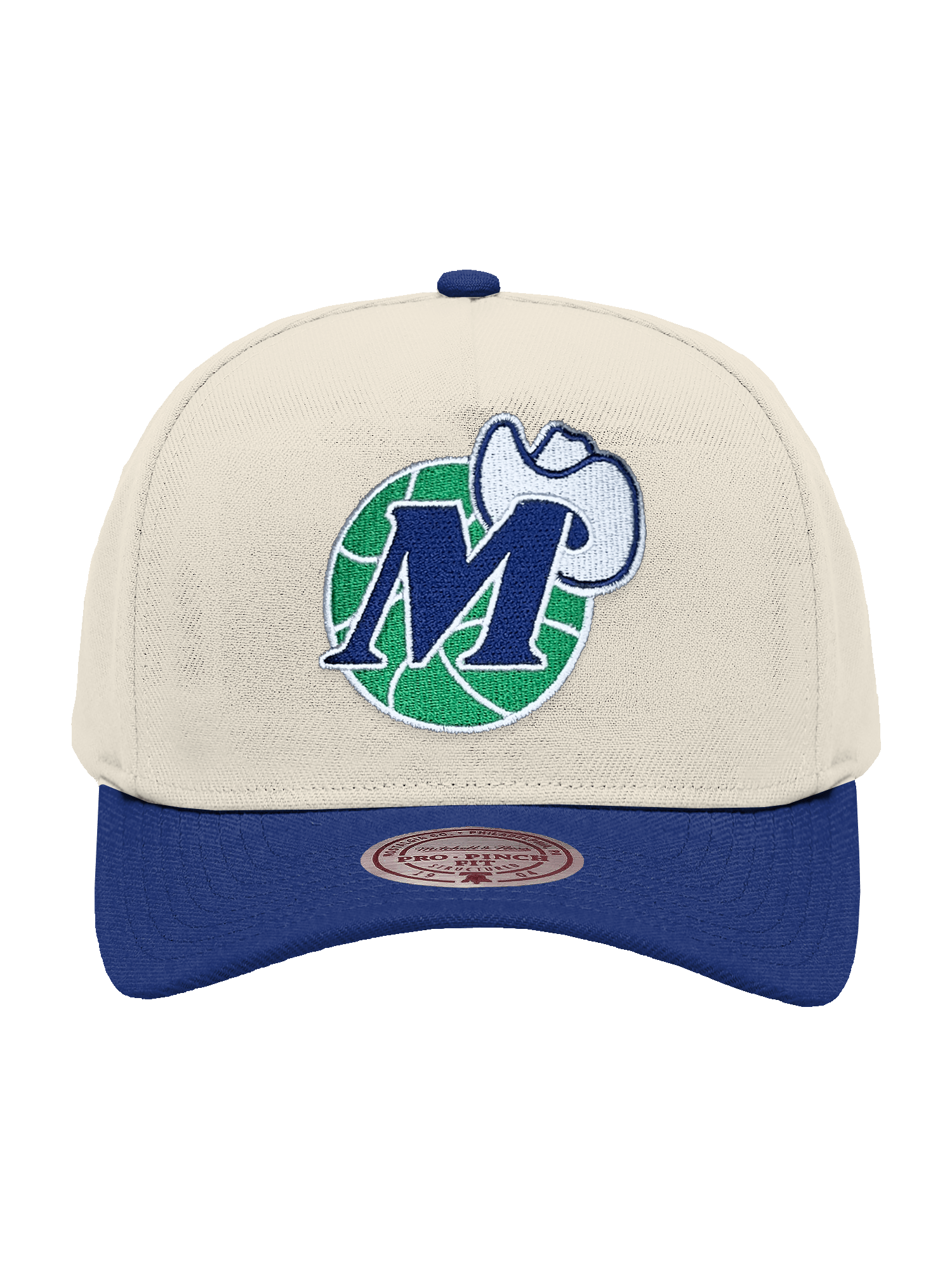Dallas Mavericks Mitchell & Ness NBA HWC 2T Pro Pinch Snapback Hat - Cream