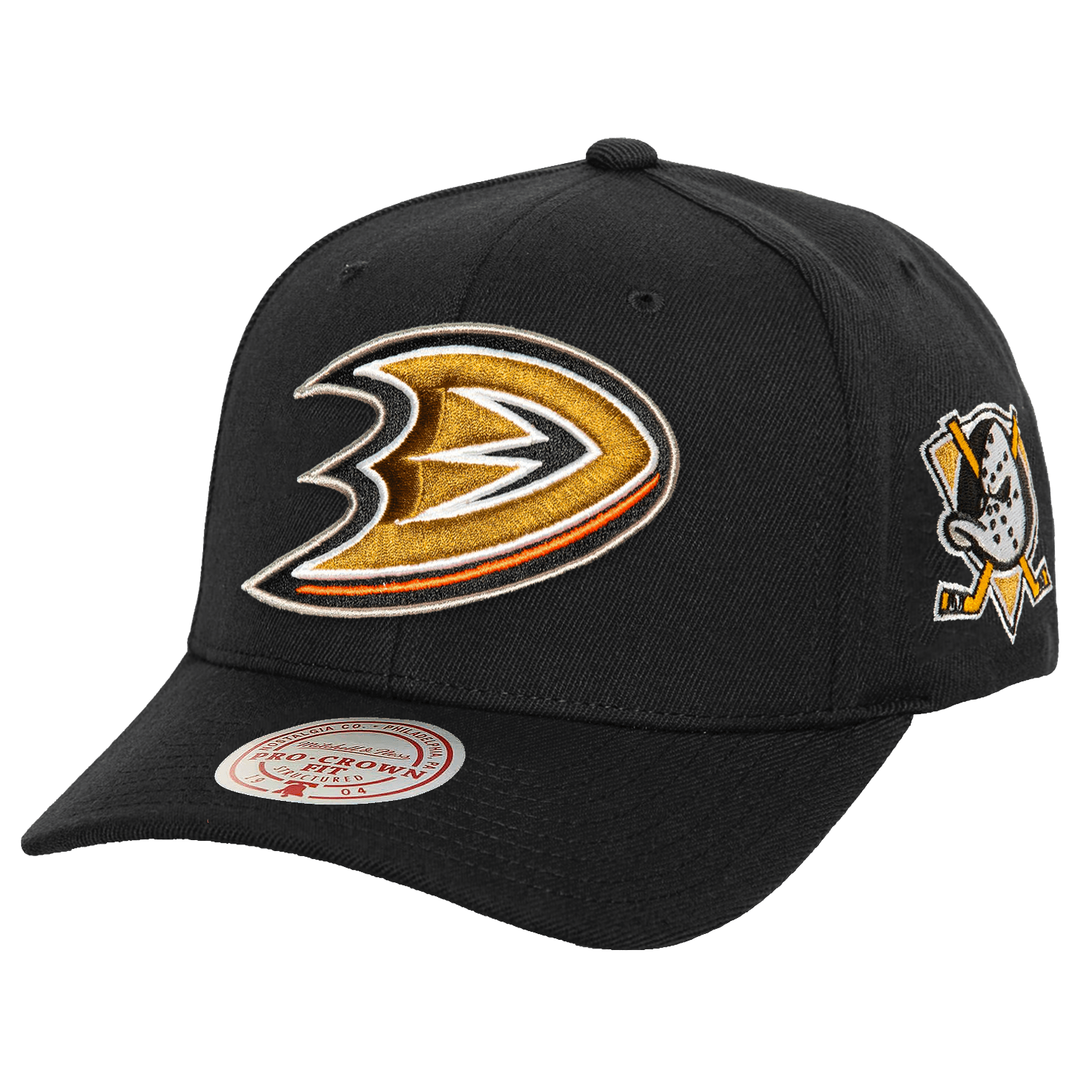 Anaheim Ducks Mitchell & Ness NHL Icon Pro Crown Snapback Hat - Black