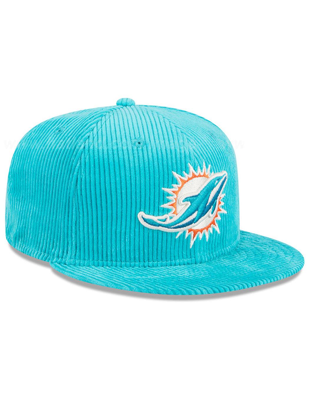 Miami Dolphins New Era NFL Letterman Pin Corduroy 59FIFTY Fitted Hat - Teal