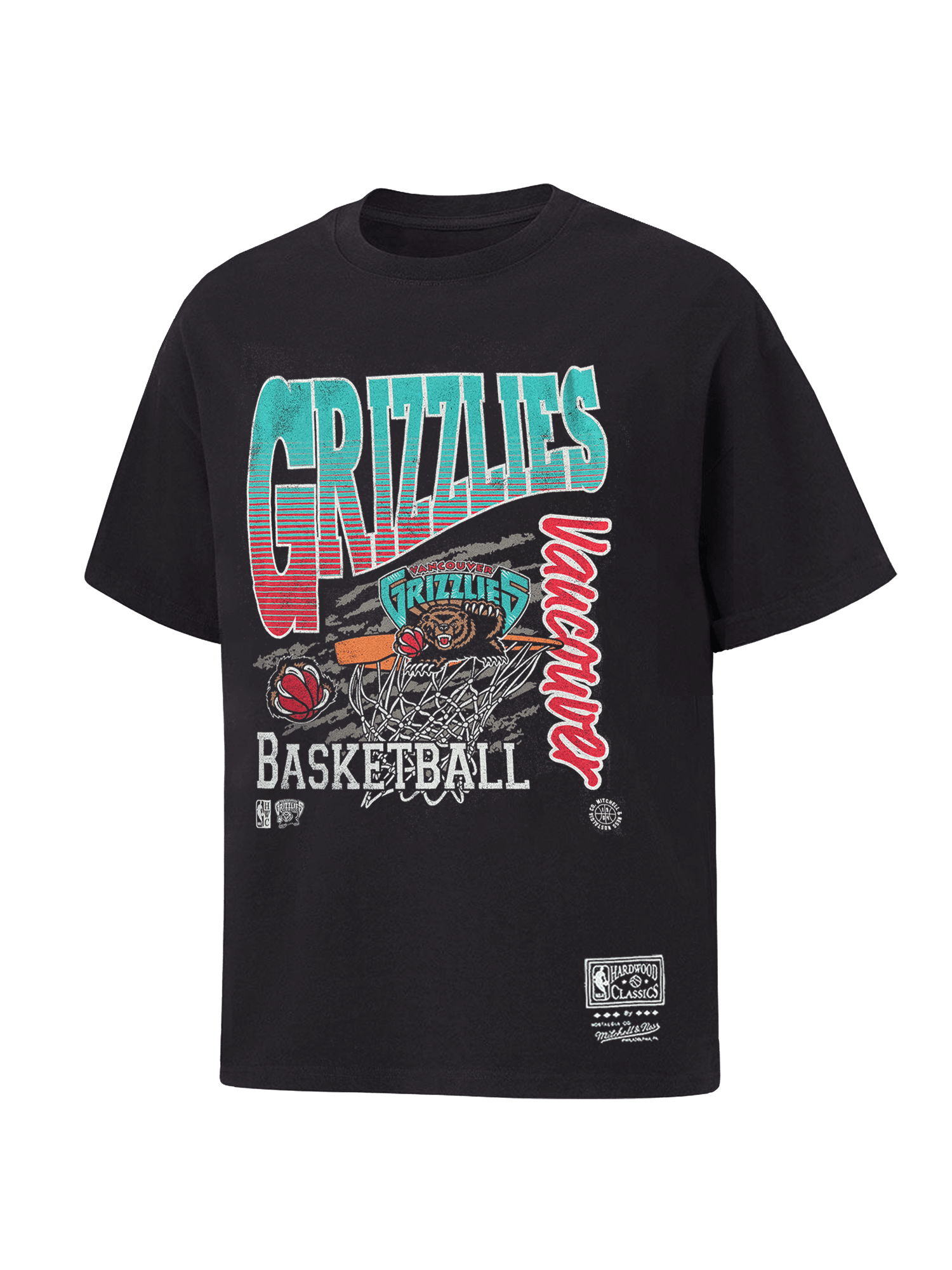 Memphis Grizzlies Mitchell & Ness NBA Basketed Vintage T-Shirt - Overdyed Black