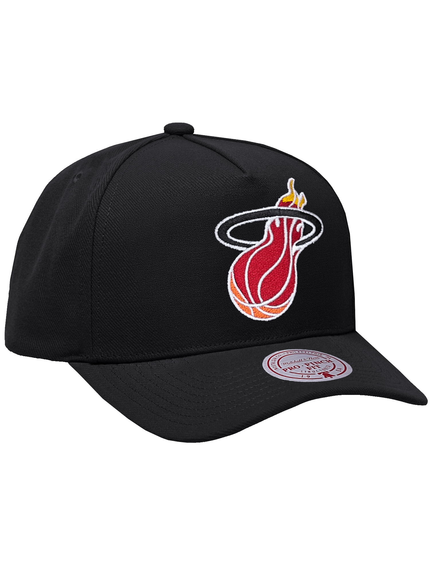 Miami Heat Mitchell & Ness NBA HWC Pro Pinch Snapback Hat - Black