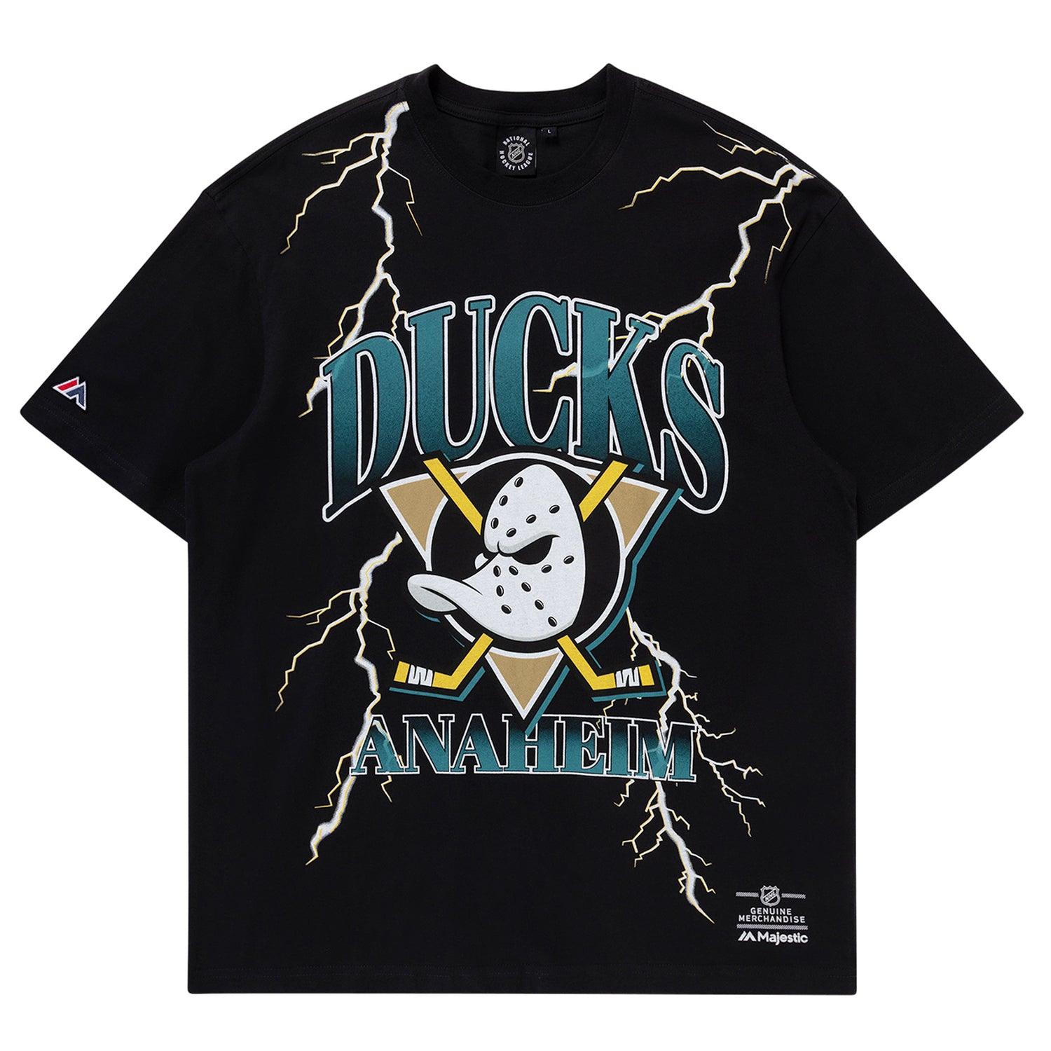 Anaheim Mighty Ducks Majestic NHL Team Lightning Vintage T-Shirt - Faded Black