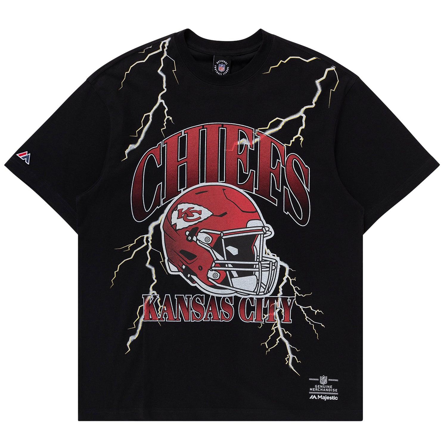 Kansas City Chiefs Majestic NFL Team Lightning Vintage T-Shirt - Faded Black