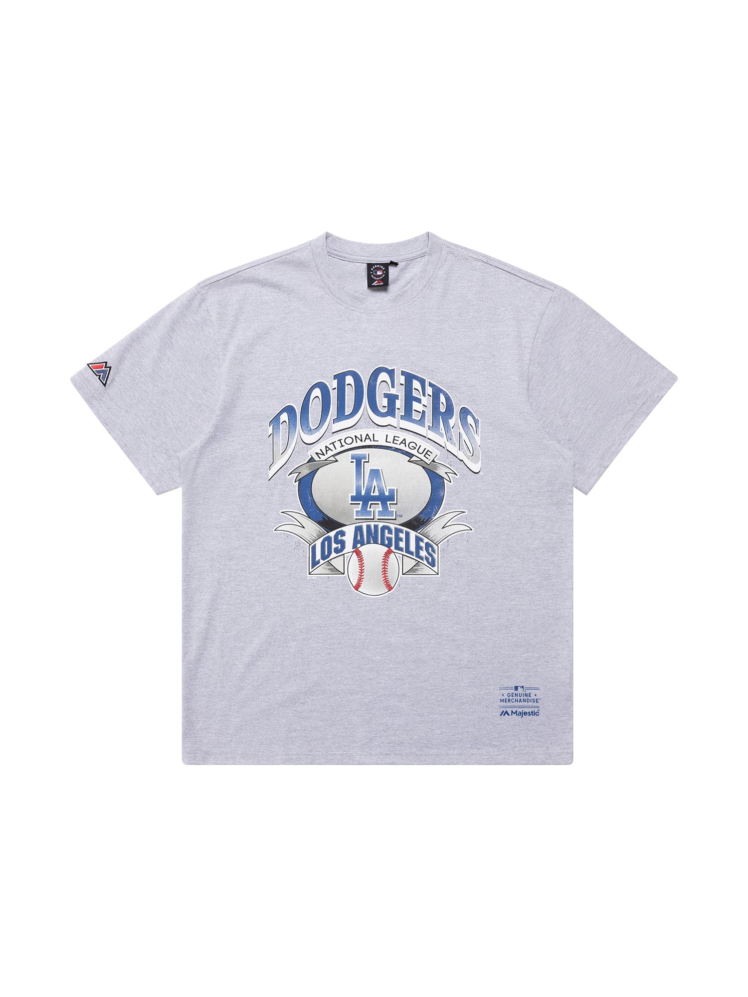 Los Angeles Dodgers Majestic MLB Banner Vintage T-Shirt - Grey Marle