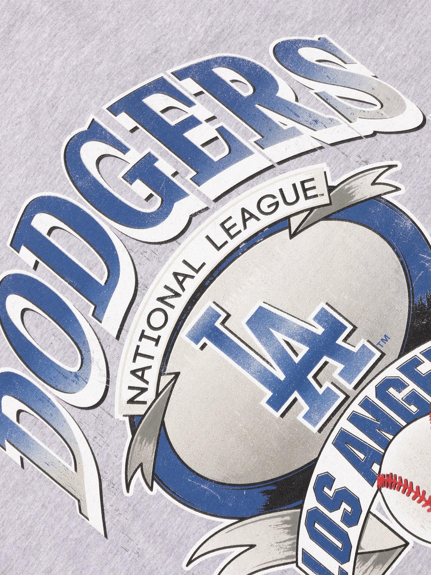 Los Angeles Dodgers Majestic MLB Banner Vintage T-Shirt - Grey Marle