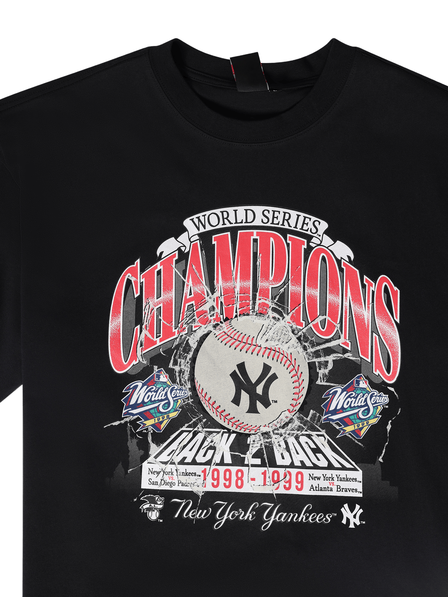 New York Yankees Majestic MLB Back To Back Champs Vintage T-Shirt - Faded Black