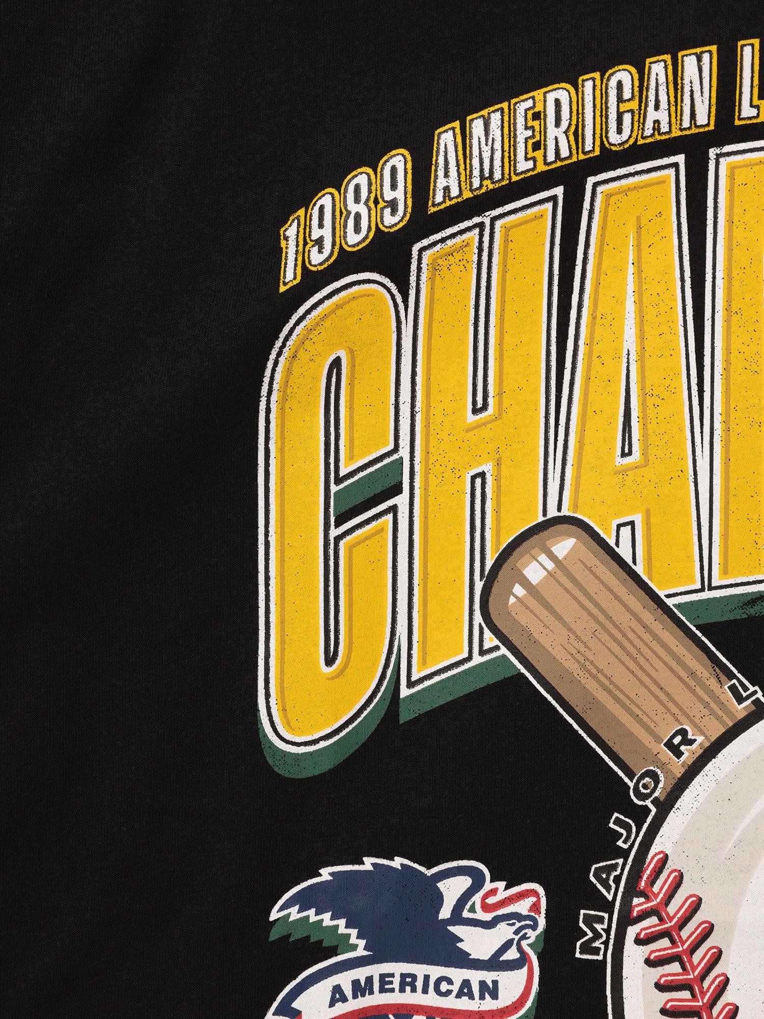 Oakland Athletics Majestic MLB League Champs Oversized Vintage T-Shirt - Faded Black