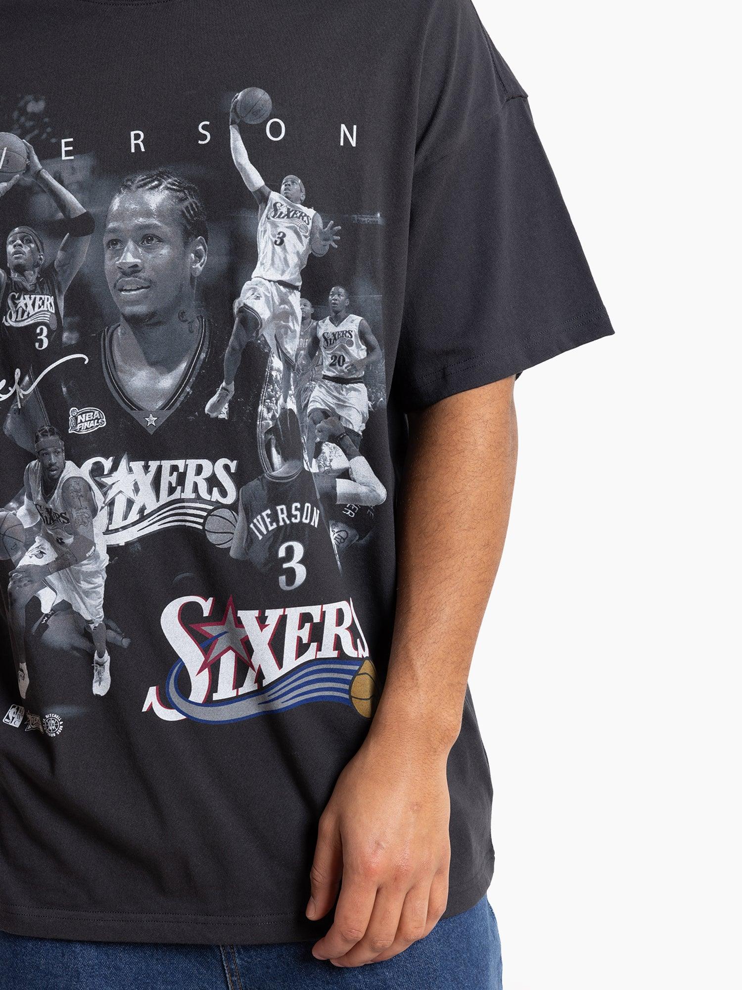 Allen Iverson Philadelphia 76ers Mitchell & Ness NBA Homage Vintage T-Shirt - Faded Black