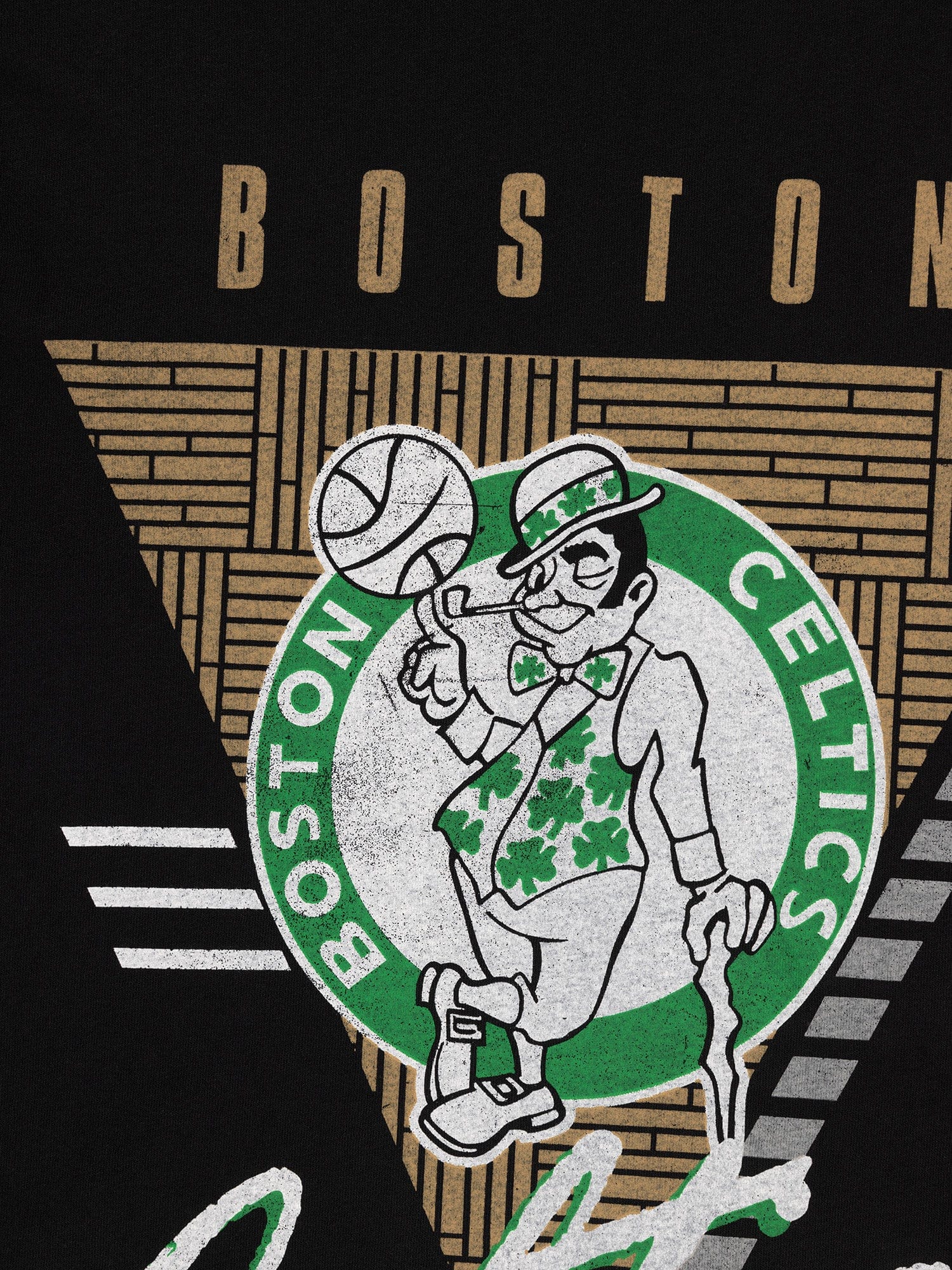 Boston Celtics Mitchell & Ness NBA Tri Logo Vintage T-Shirt - Faded Black