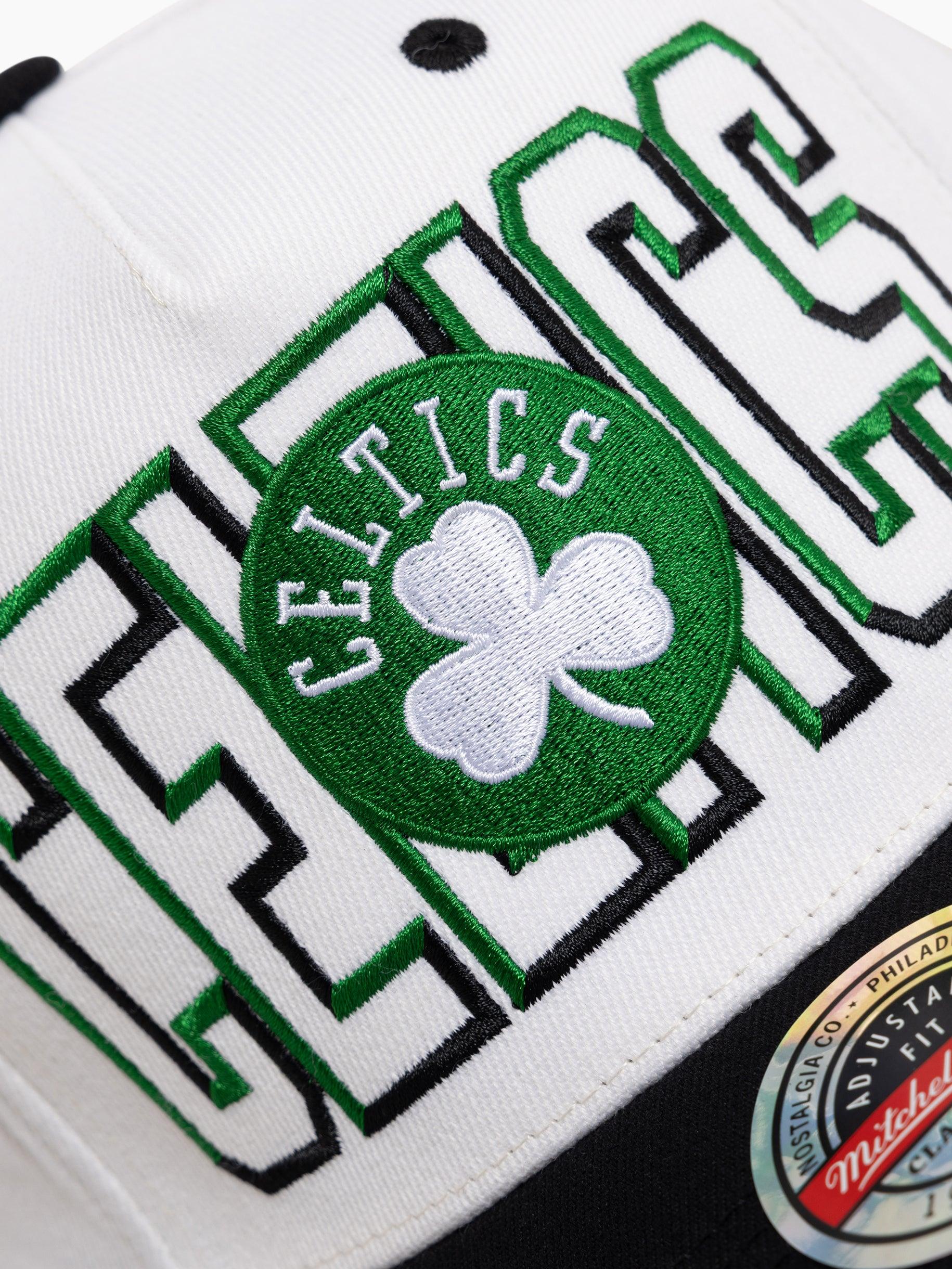 Boston Celtics Mitchell & Ness NBA Bevel Classic Red Snapback Hat - White