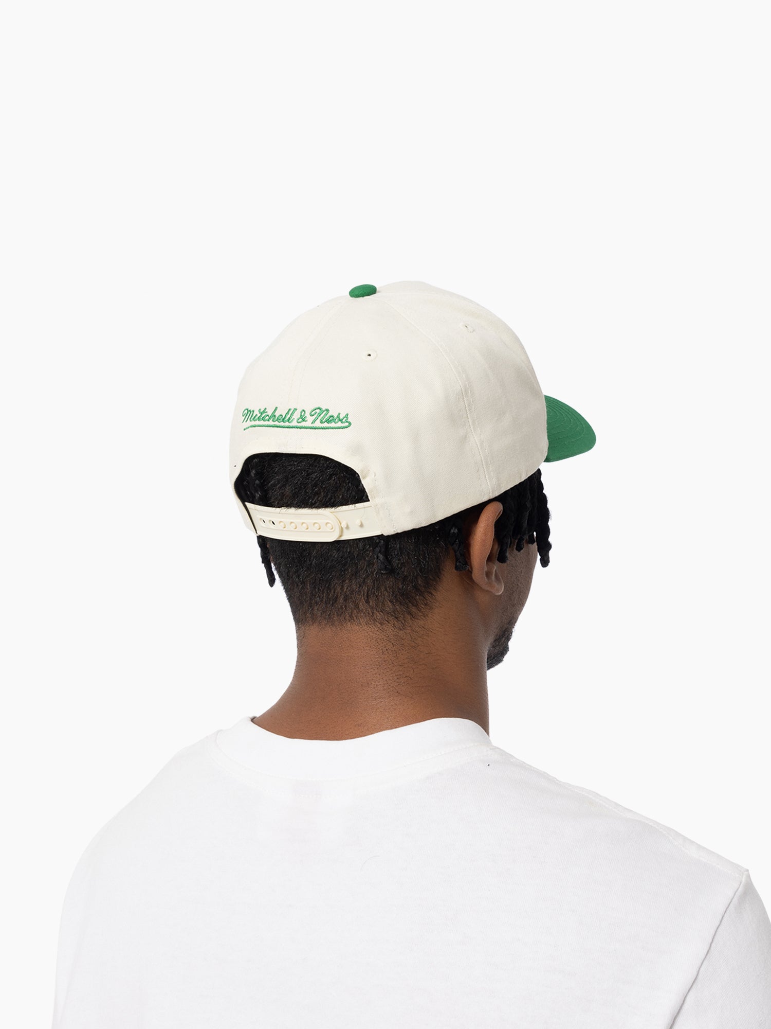 Boston Celtics Mitchell & Ness NBA HWC 2T Pro Pinch Snapback Hat - Cream