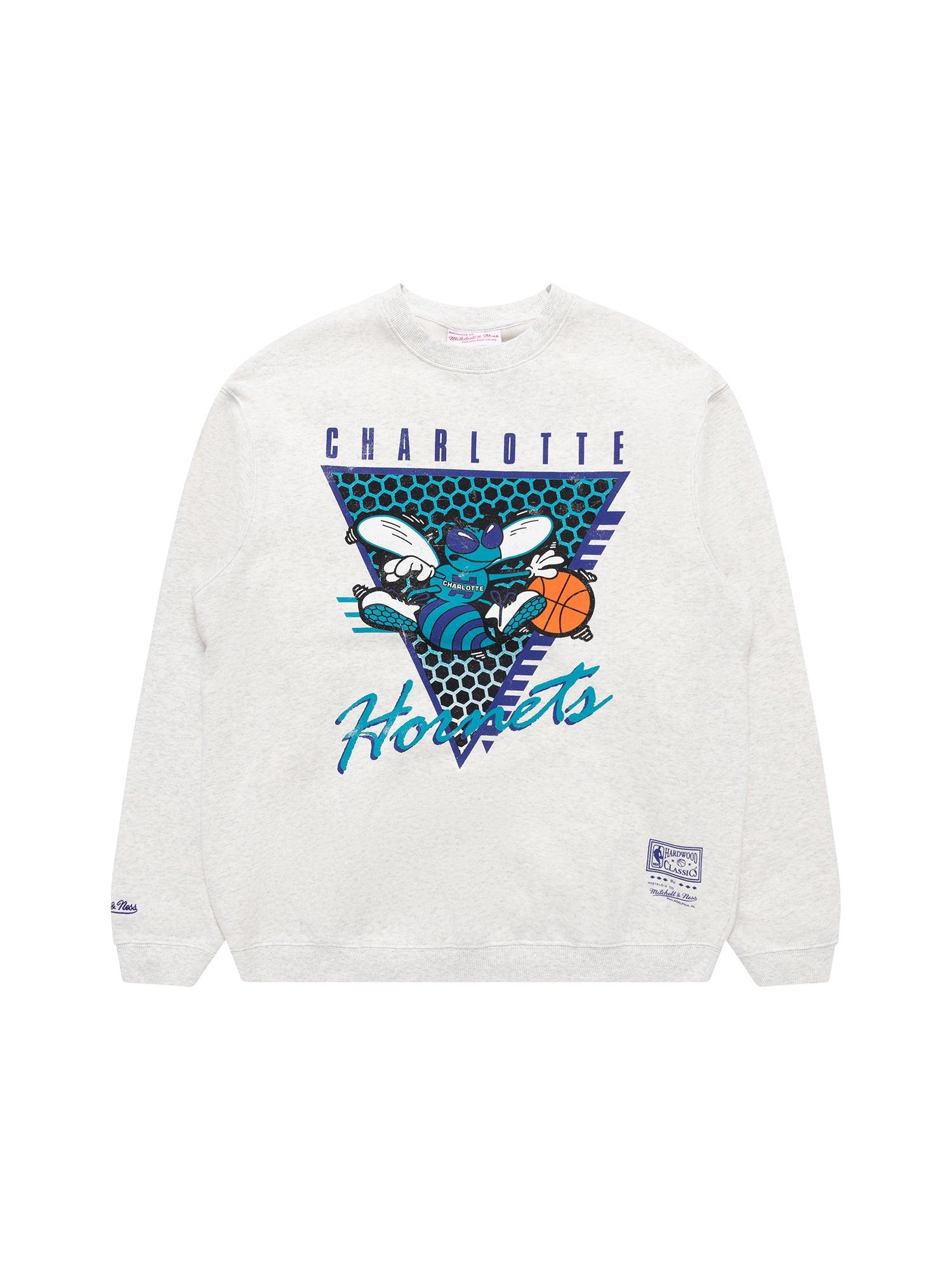Charlotte Hornets Mitchell & Ness NBA Tri Logo Vintage Crew Jumper - Marle
