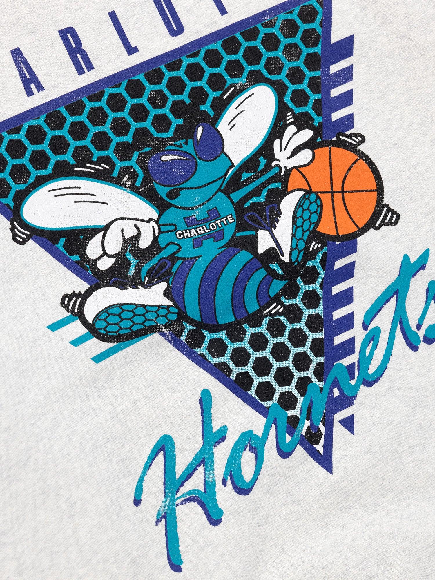 Charlotte Hornets Mitchell & Ness NBA Tri Logo Vintage Crew Jumper - Marle