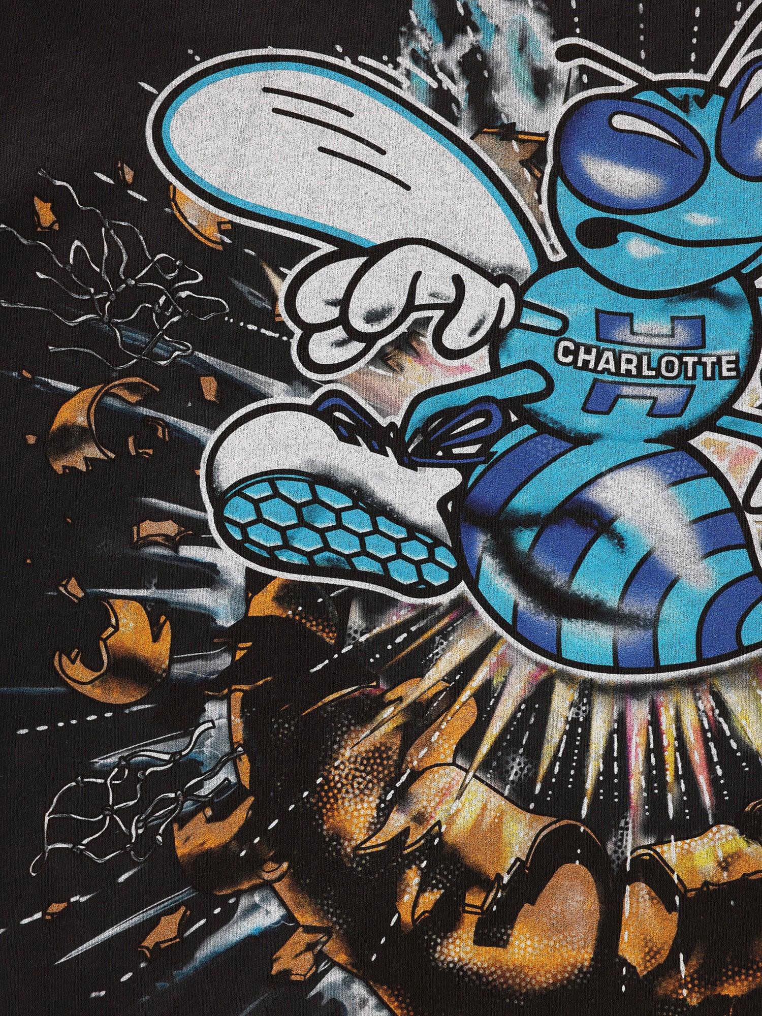 Charlotte Hornets Mitchell & Ness NBA Explode Vintage T-Shirt - Faded Black