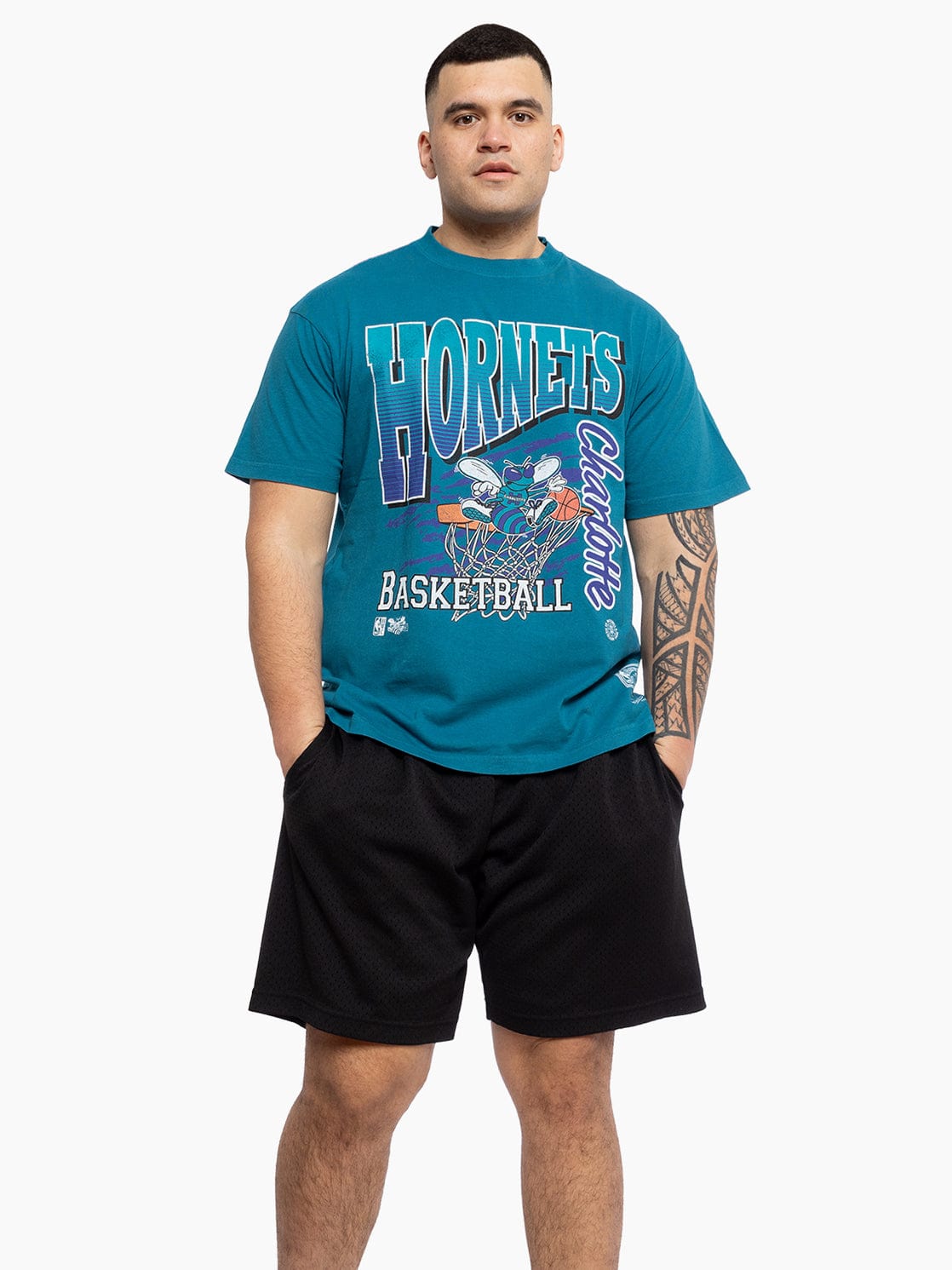 Charlotte Hornets Mitchell & Ness NBA Basketed Vintage T-Shirt - Hornets Teal