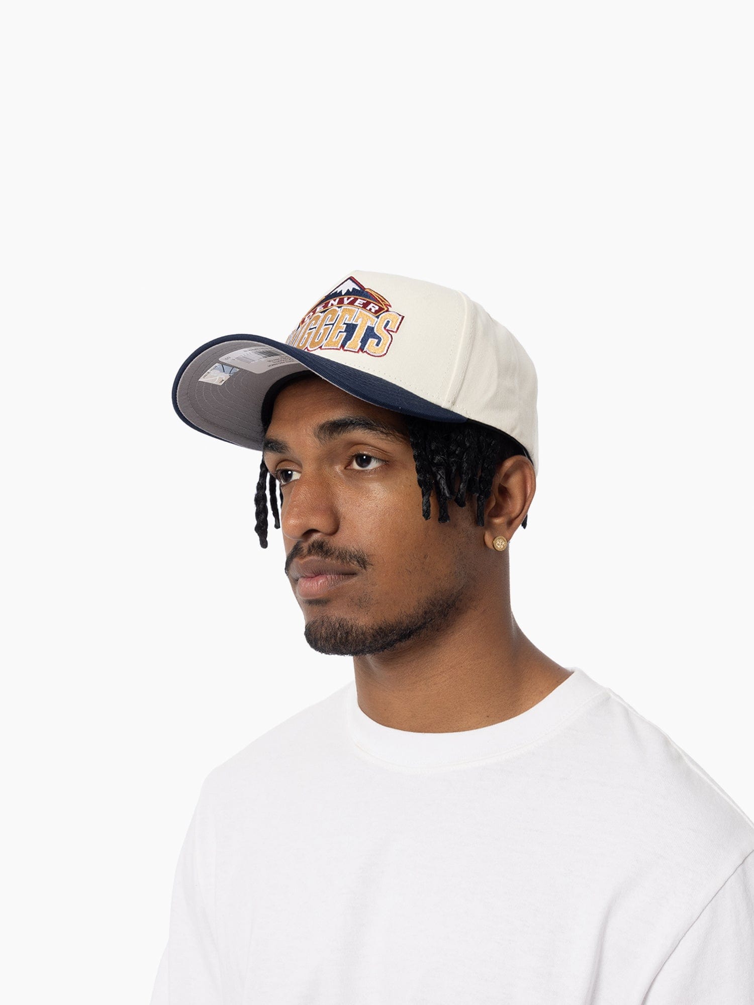 Denver Nuggets Mitchell & Ness NBA HWC 2T Pro Pinch Snapback Hat - Cream