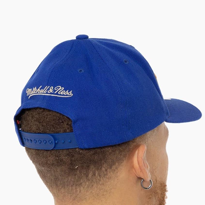 Golden State Warriors Mitchell & Ness NBA Wordmark Pro Crown Snapback Hat - Blue