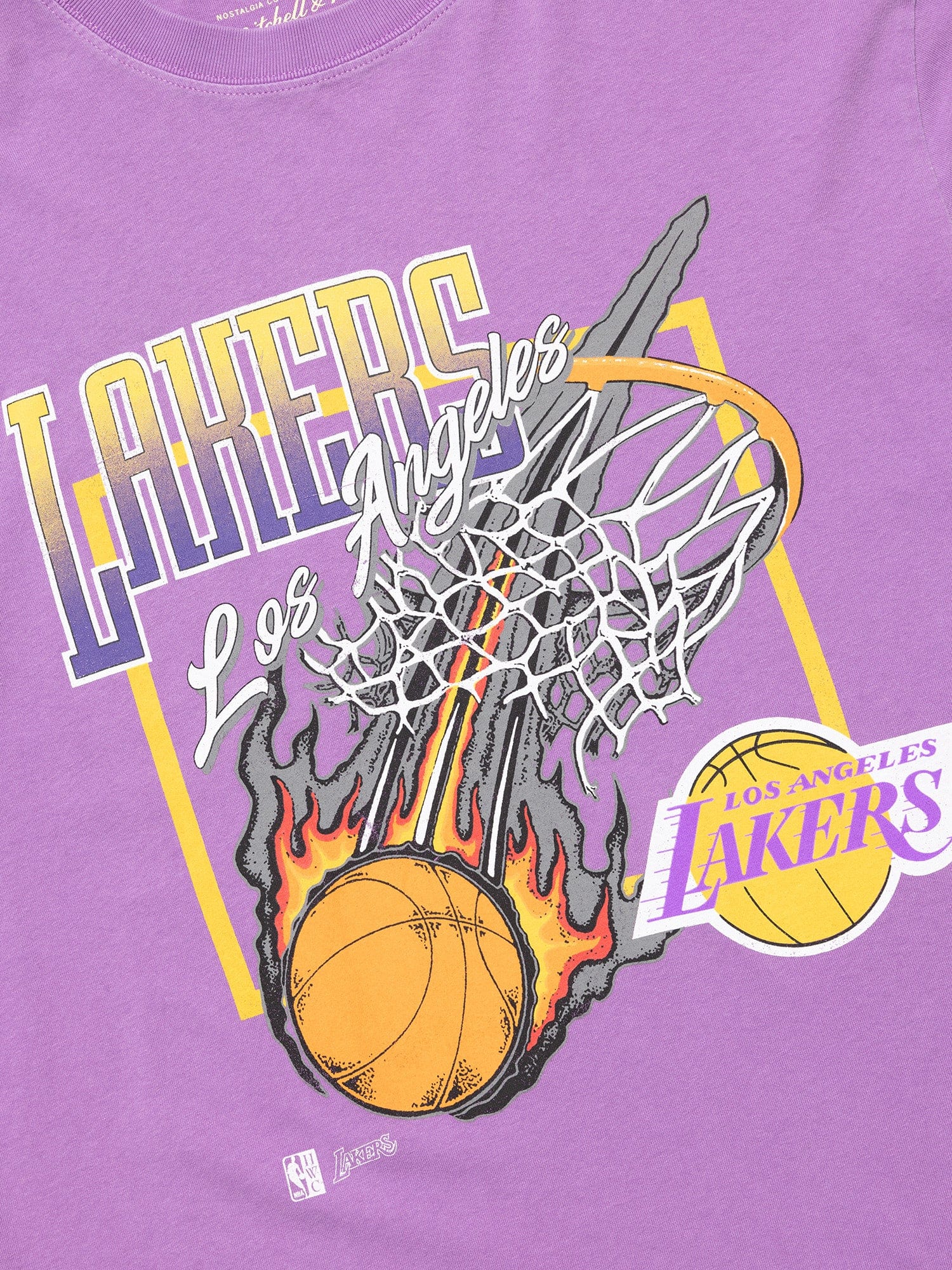 Los Angeles Lakers Mitchell & Ness NBA Fireball Vintage T-Shirt - Faded Purple