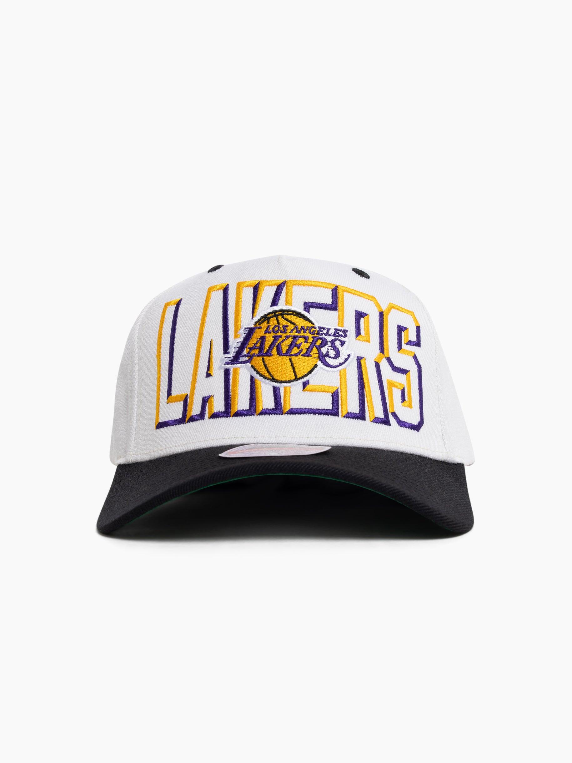 Los Angeles Lakers Mitchell & Ness NBA Bevel Classic Red Snapback Hat - White