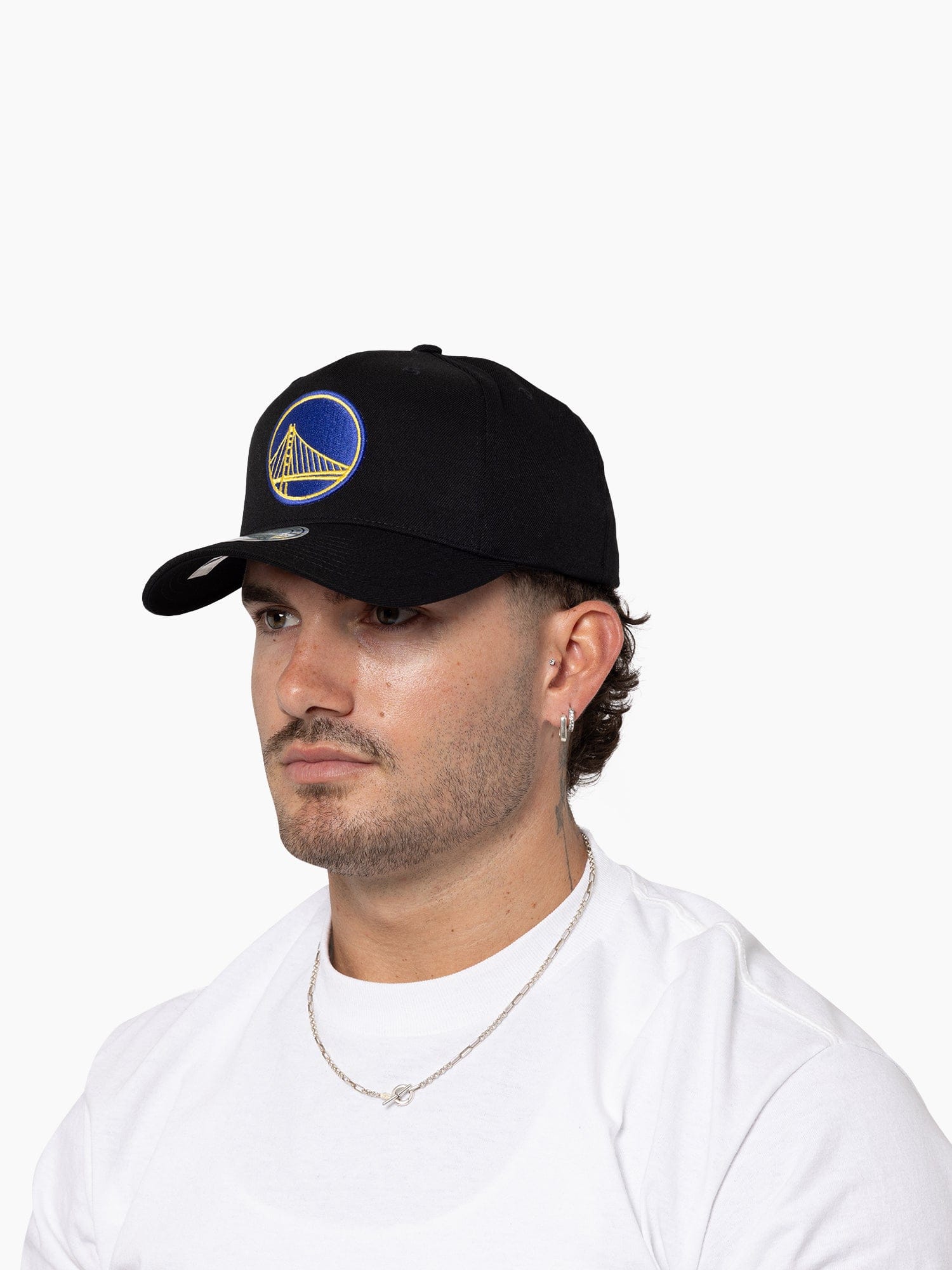 Golden State Warriors Mitchell & Ness NBA Team 110 Flex Snapback Hat - Black