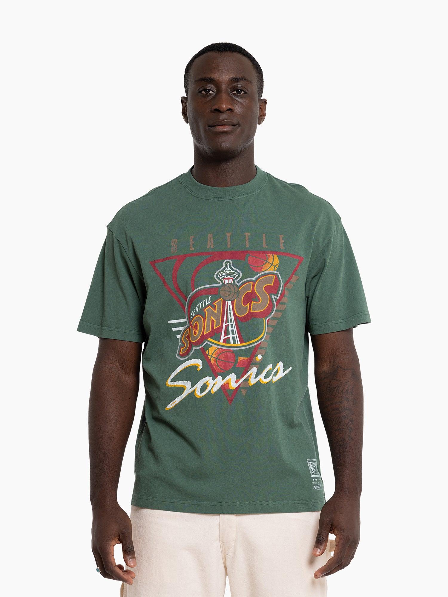Seattle Supersonics Mitchell & Ness NBA Tri Logo Vintage T-Shirt - Faded Green