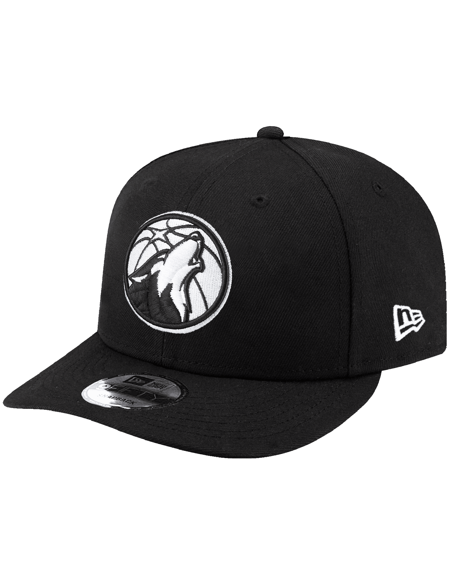 Minnesota Timberwolves New Era NBA Black White 9FIFTY Pre-Curved Snapback Hat - Black