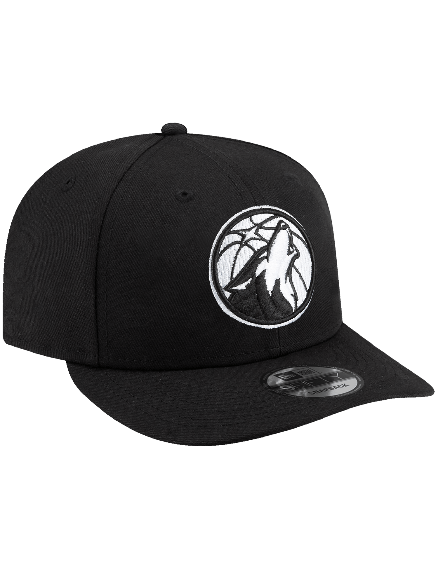 Minnesota Timberwolves New Era NBA Black White 9FIFTY Pre-Curved Snapback Hat - Black