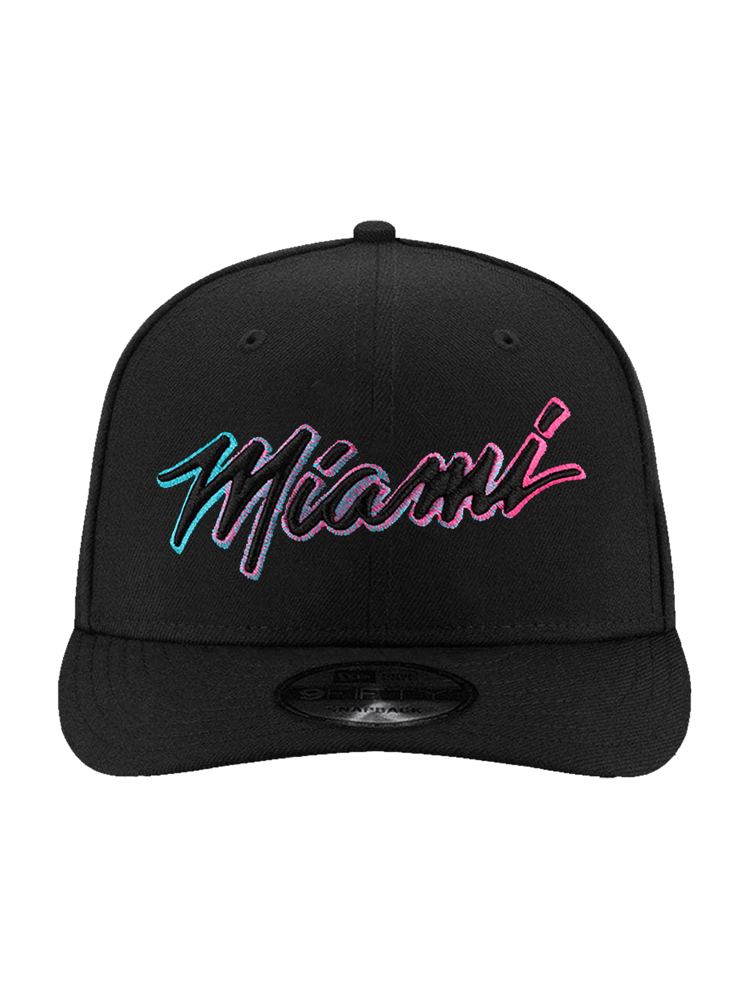 Miami Heat New Era NBA City Script Outline 9FIFTY Pre-Curved Snapback Hat - Black