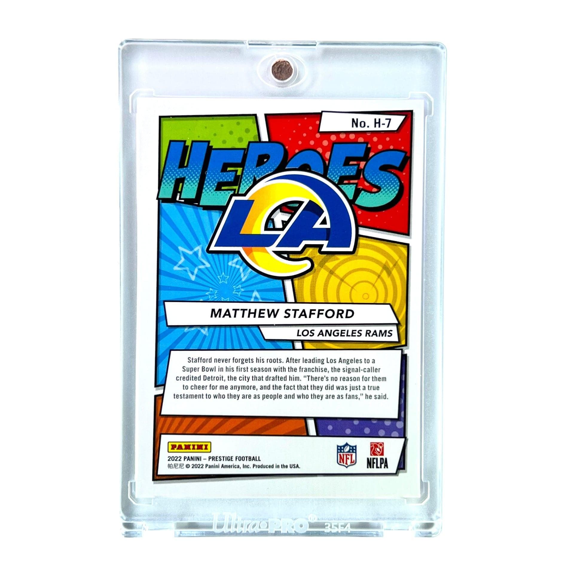 Matthew Stafford Los Angeles Rams Panini NFL 22 Prestige Heroes Insert Card