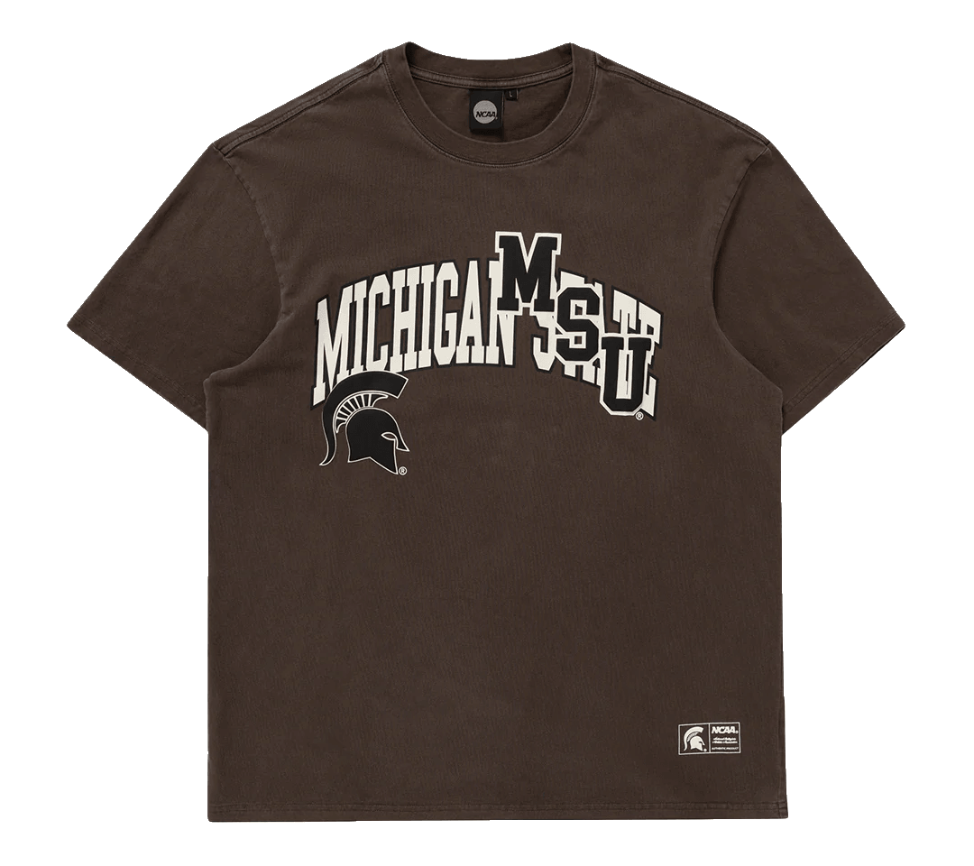 Michigan State Spartans NCAA Collage Vintage T-Shirt - Faded Brown