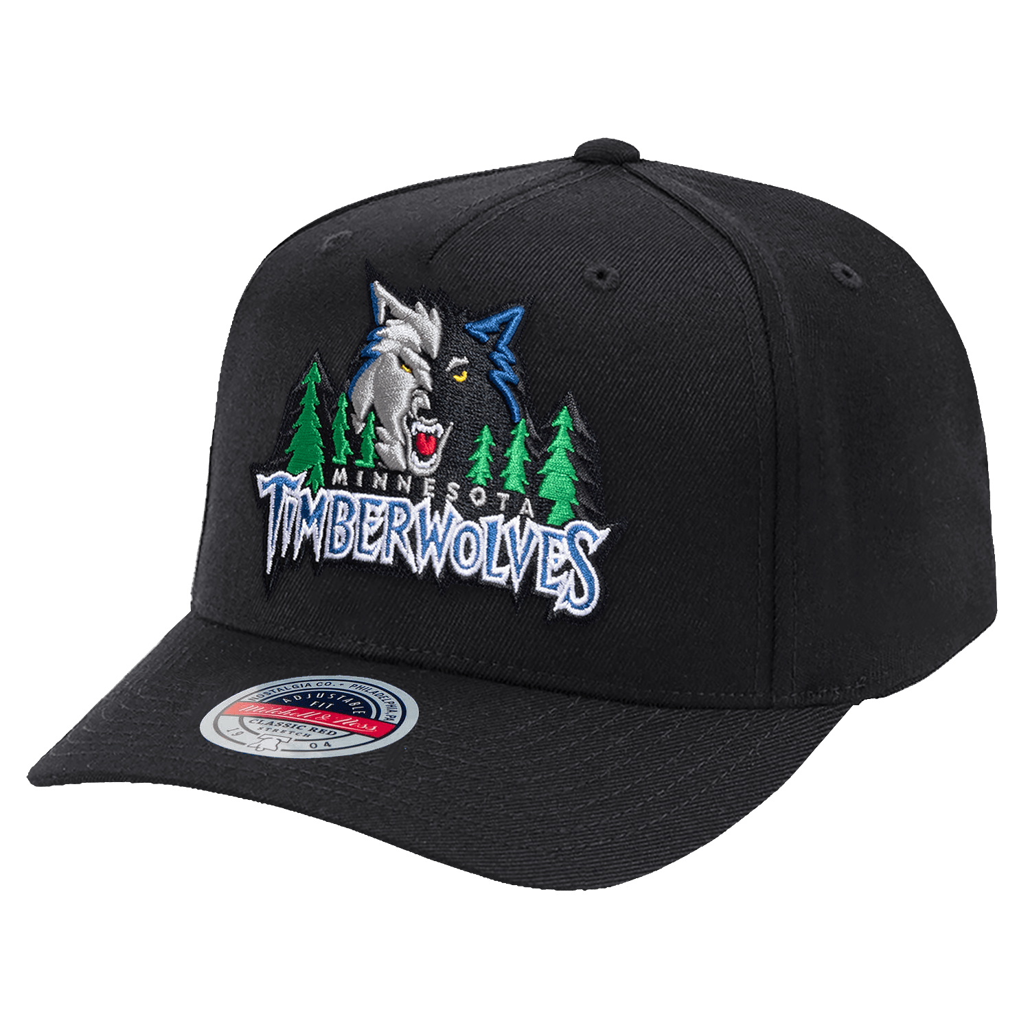 Minnesota Timberwolves Mitchell & Ness NBA HWC Classic Red Snapback Hat - Black