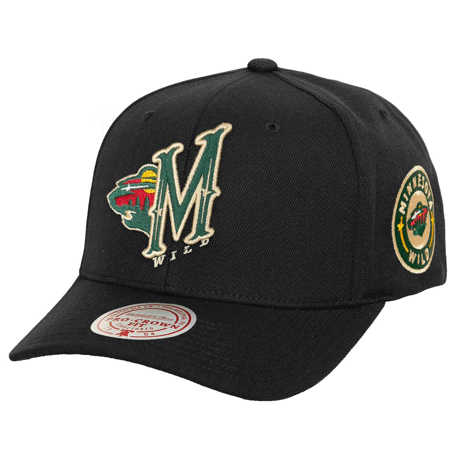 Minnesota Wild Mitchell & Ness NHL Icon Pro Crown Snapback Hat - Black