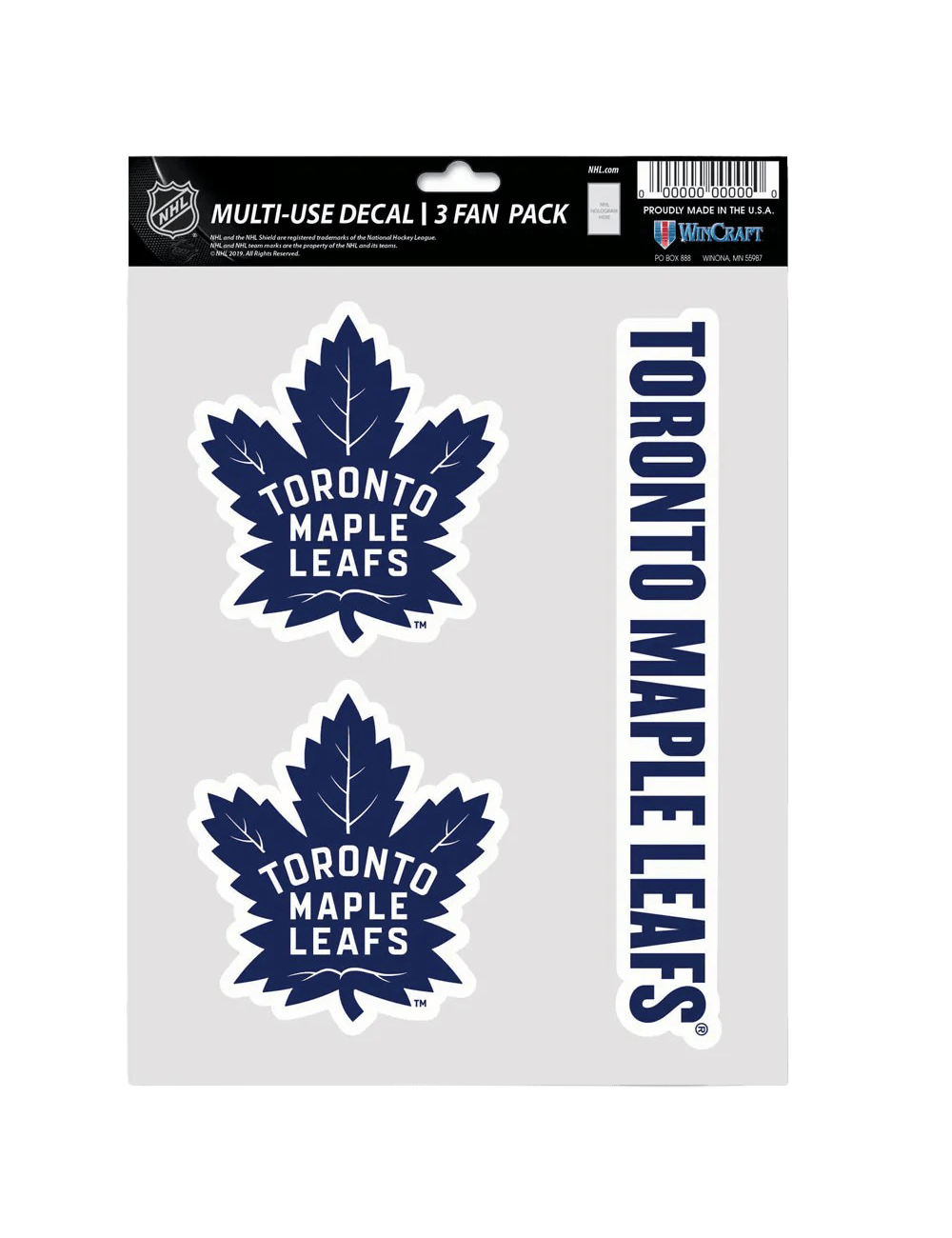 Toronto Maple Leafs Wincraft NHL Team 3 Piece 5” x 7” Decal Set