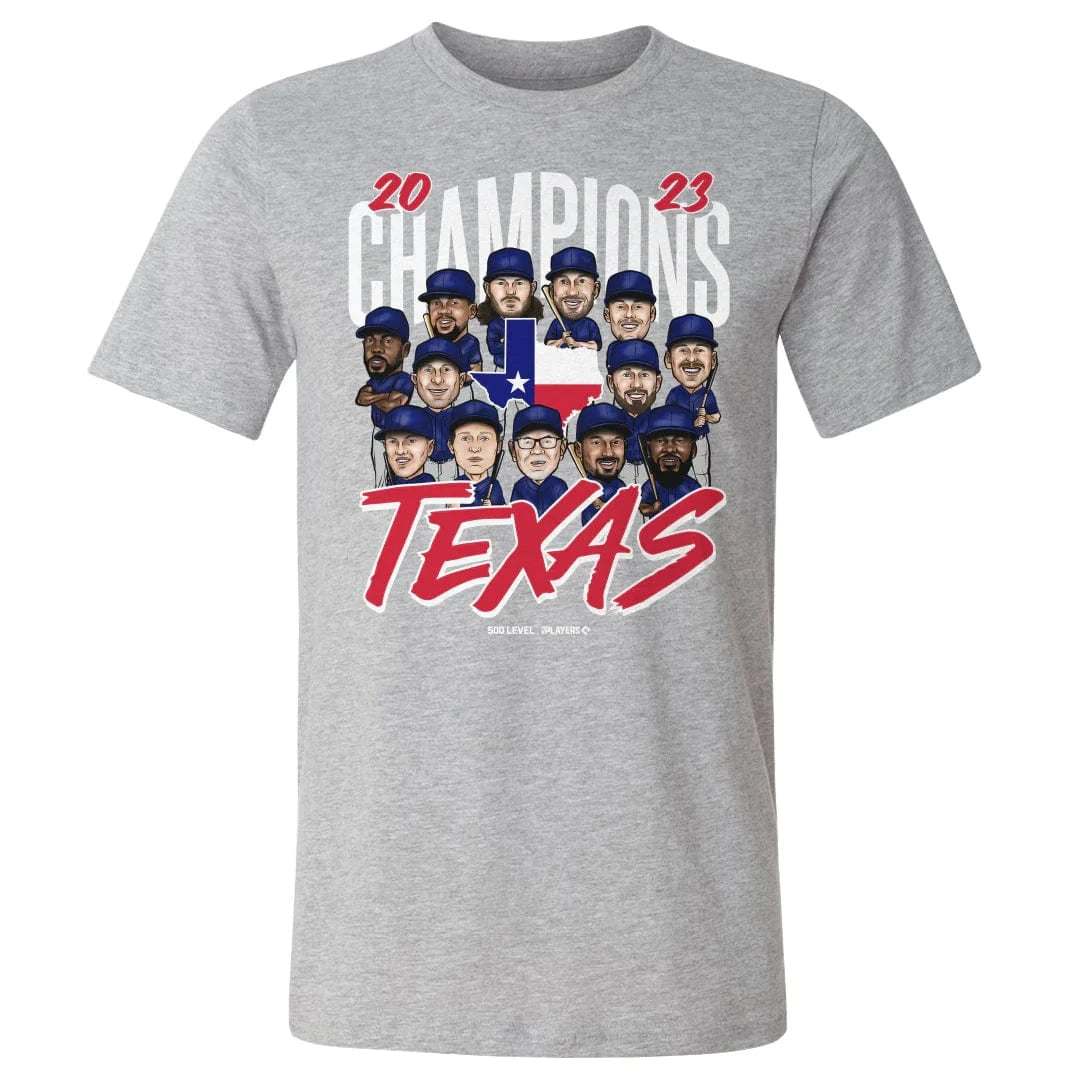 Texas Rangers 500 Level MLB 23 Champions Team T-Shirt - Grey