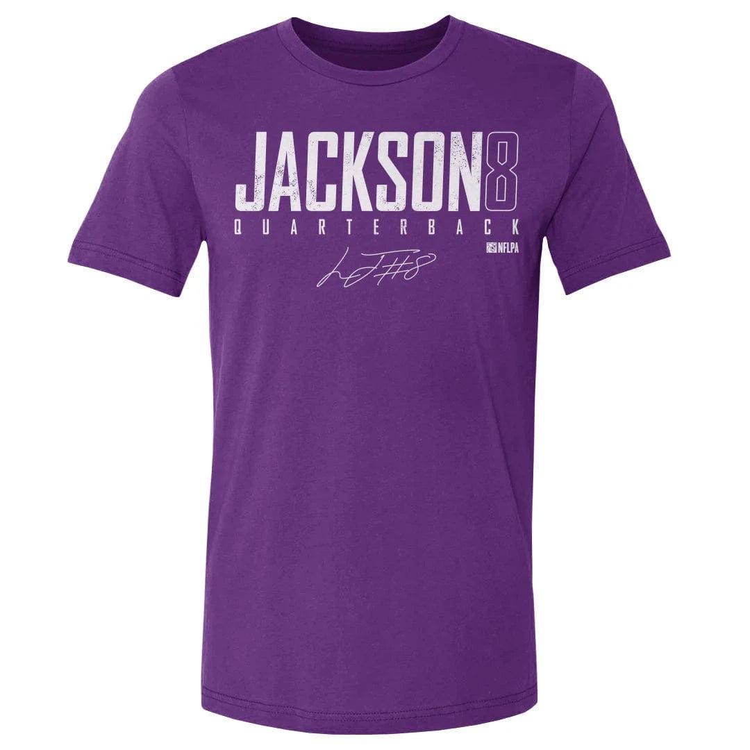 Lamar Jackson Baltimore Ravens 500 Level NFL Elite T-Shirt - Purple
